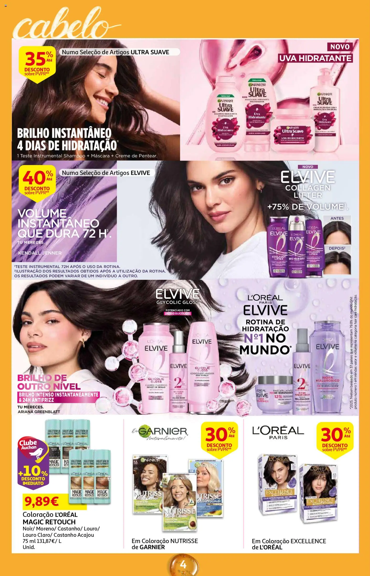 Auchan - Beleza Interiores Spring │ válido de 21.04.2026 | Página: 4 | Produtos: Gloss, Louro, Shampoo, Creme