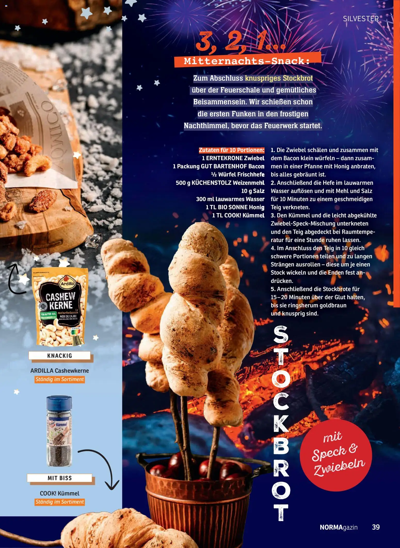 Norma NORMAgazin November/Dezember 2025 – gültig ab 01.11.2025 | Seite: 39 | Produkte: Mehl, Zwiebeln, Wasser, Salz