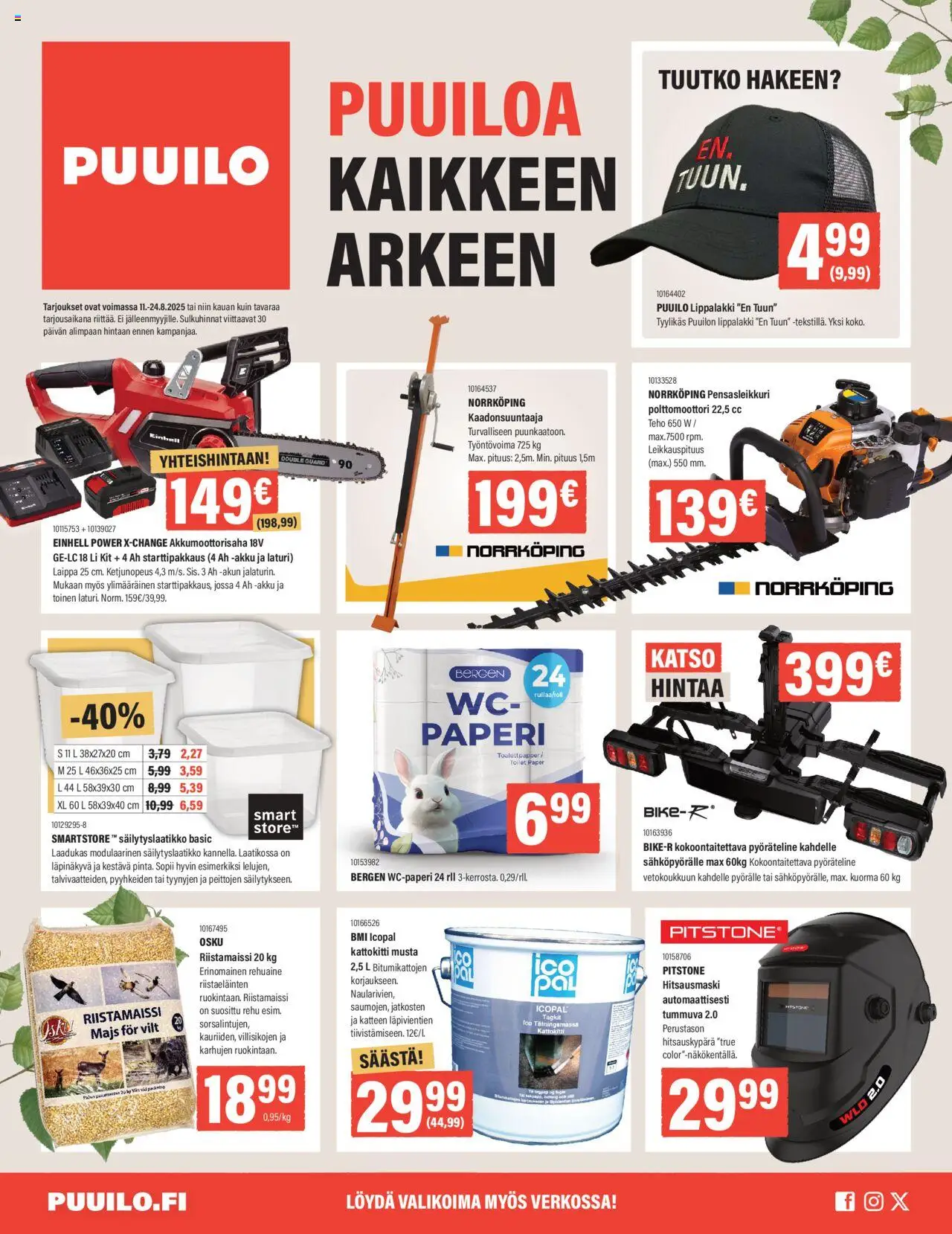  | Sivu: 1 | Tuotteet: Akku, Paperi, Pensasleikkuri, Laturi