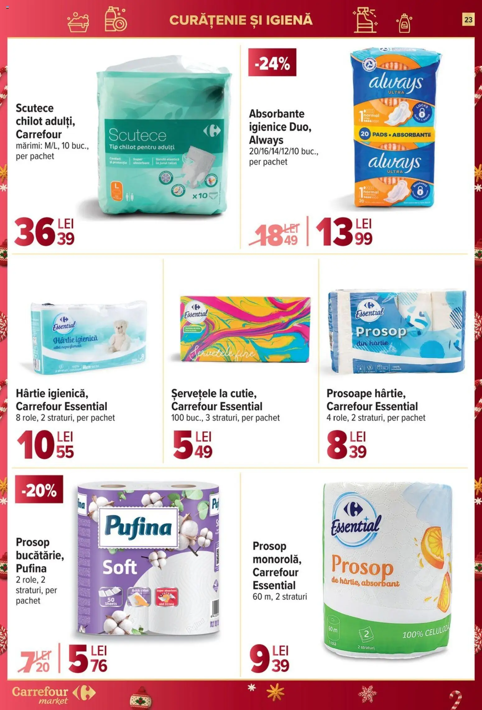 Noul catalog Carrefour – valabil de la 27.12.2025 | Pagină: 23 | Produse: Absorbante, Scutece