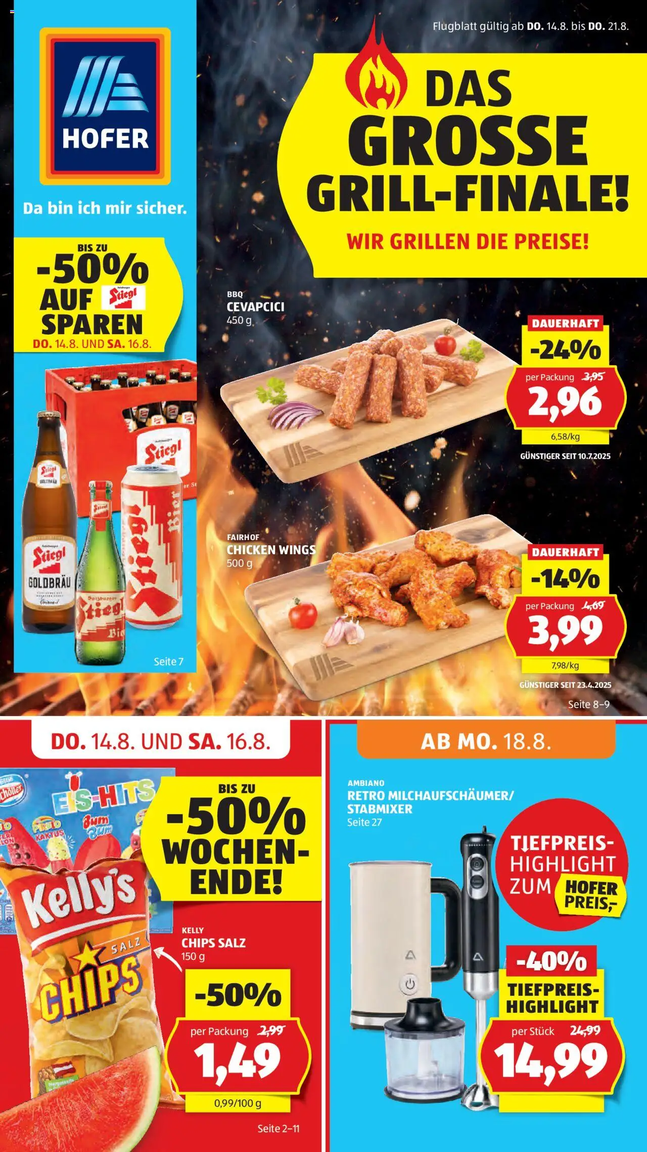 Hofer AT akciós ujság - amely érvényes a következő dátumtól: 14.08.2025 | Oldal: 1 | Termékek: Chips