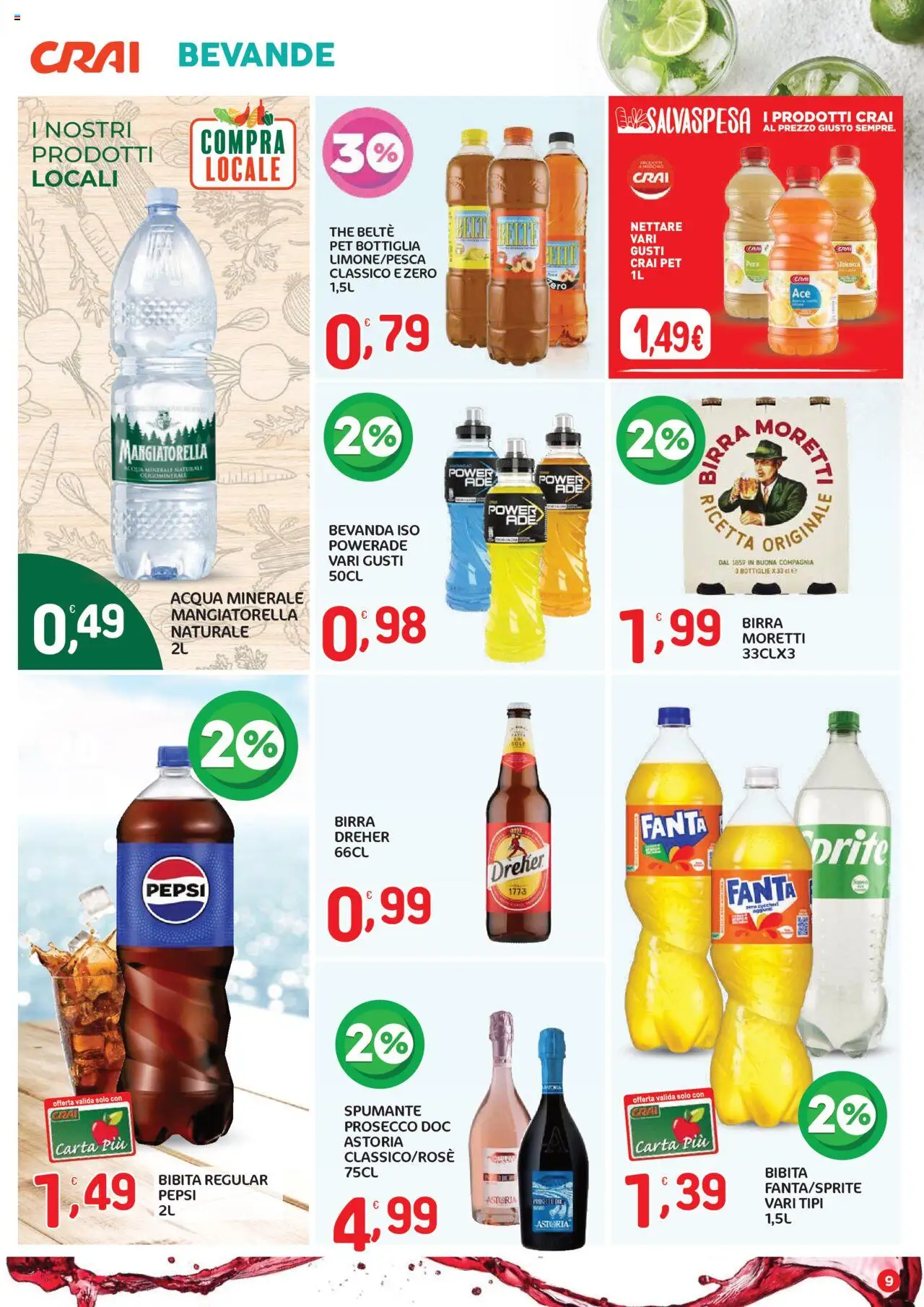 Volantino CRAI del 21.08.2025 | Pagina: 9 | Prodotti: The, Spumante, Fanta, Bottiglia