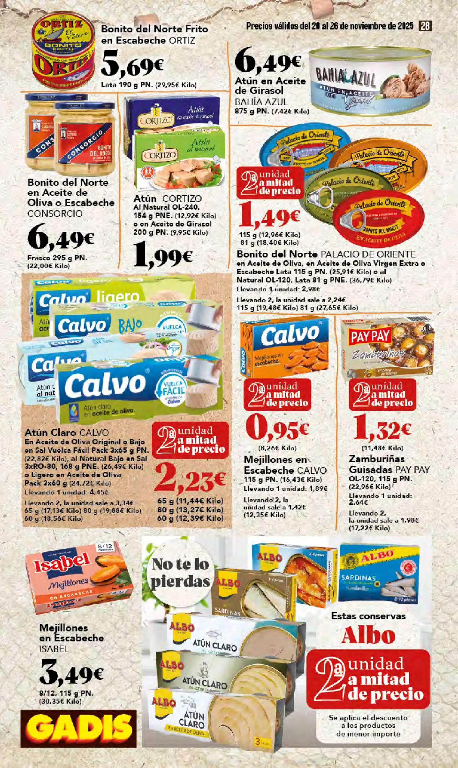 Gadis - Black Friday │ válido desde el 20.11.2025 | Página: 28 | Productos: Aceite de oliva, Aceite de oliva virgen extra, Aceite de girasol, Atún claro