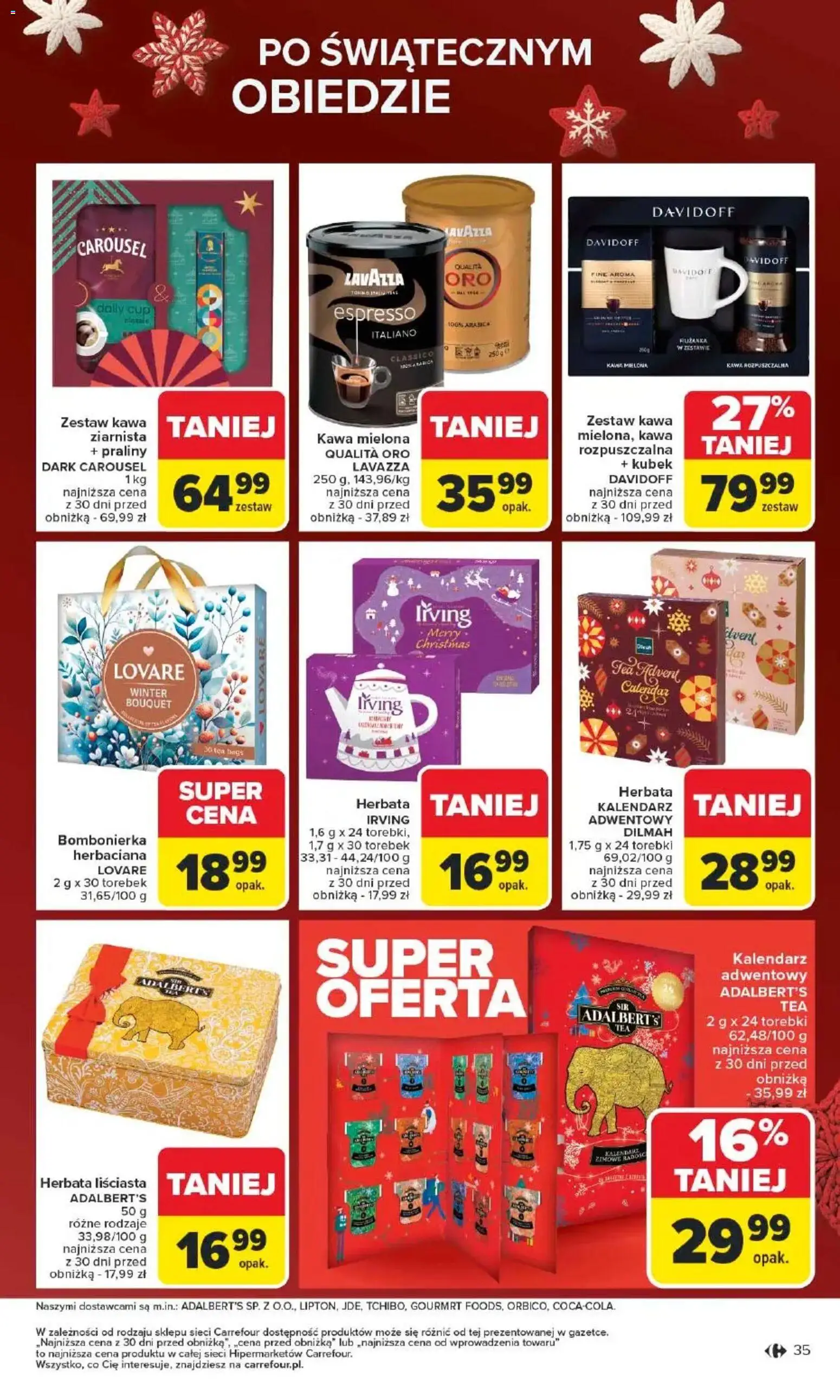 Carrefour Gazetka - Święta spełnionych marzeń od 10.11.2025 | Strona: 36 | Produkty: Kalendarz, Kawa ziarnista, Herbata, Torebki