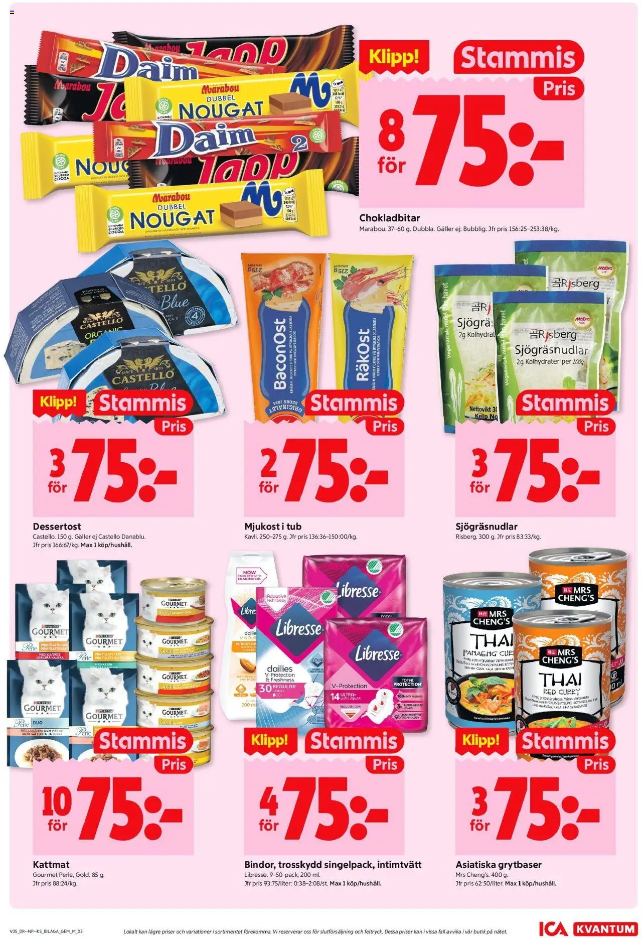 ICA Kvantum reklamblad aktuell från 25.08.2025 | Sida: 13 | Produkter: Trosskydd, Räkost, Galler, Kattmat