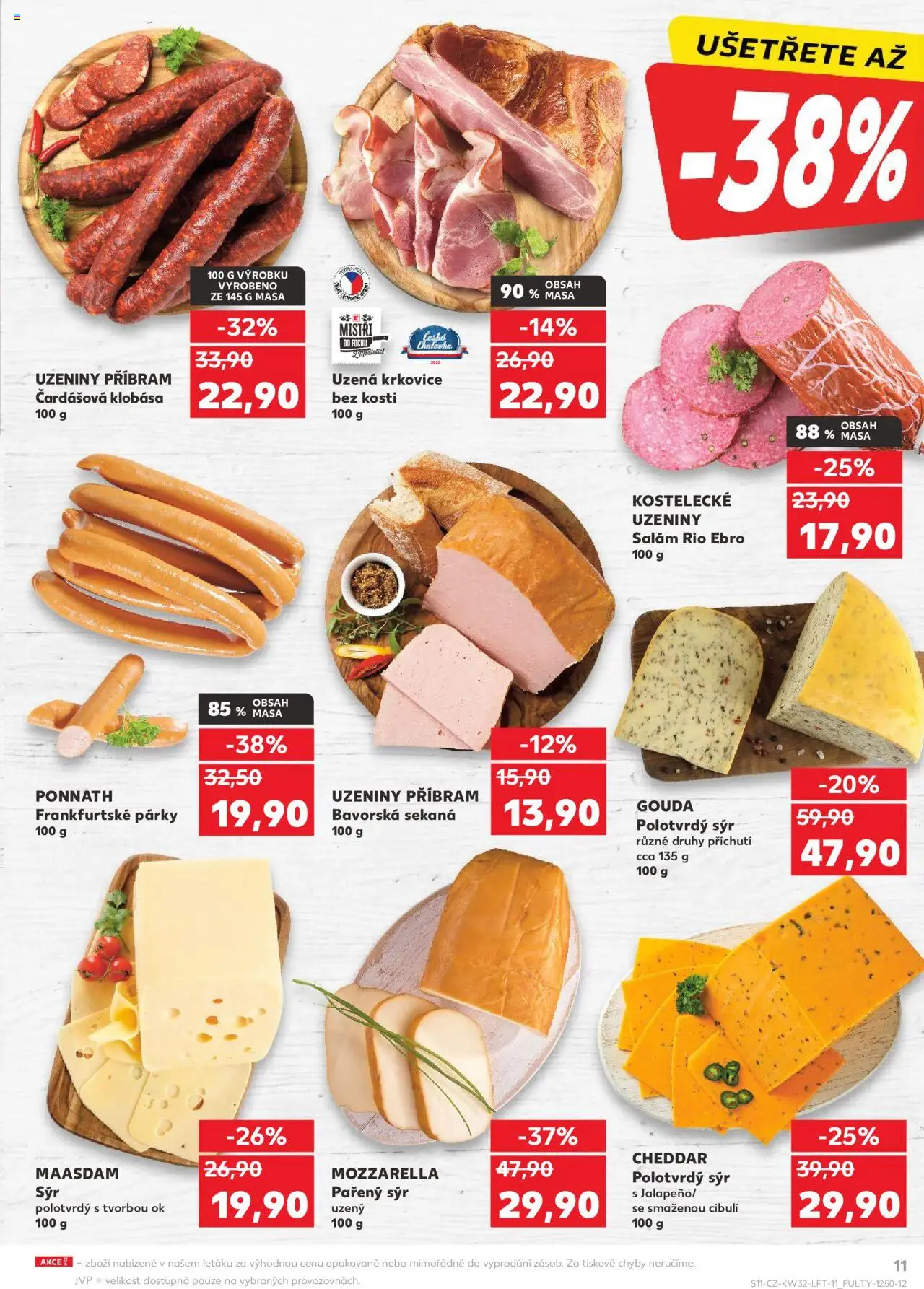 Kaufland leták - Praha 4 od 06.08.2025 | Strana: 11 | Produkty: Sýr, Salám, Klobása, Uzená krkovice