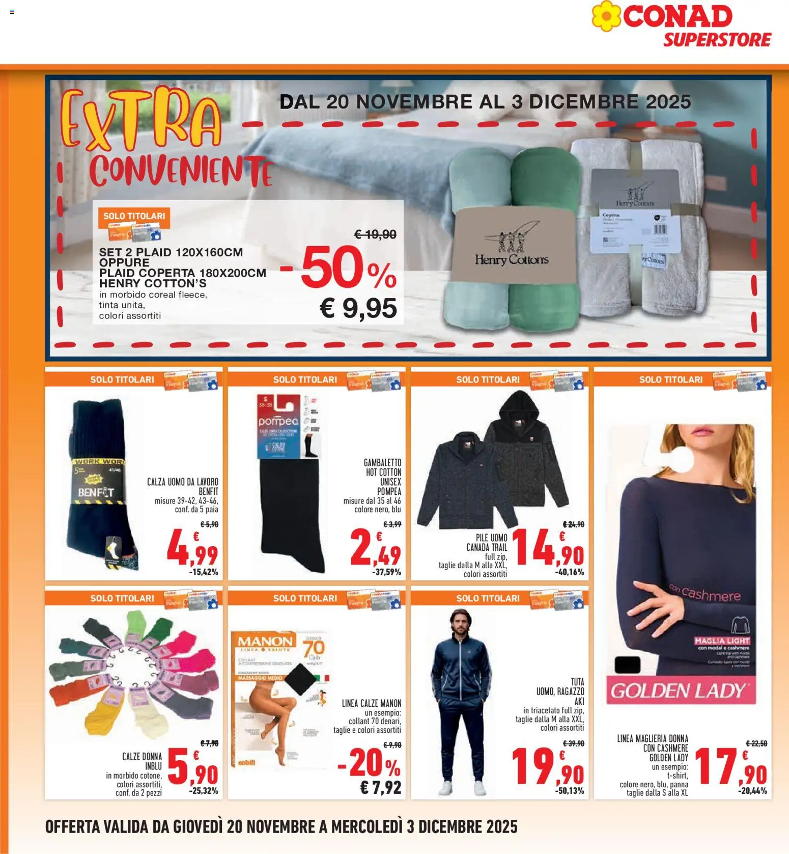 Volantino Conad del 20.11.2025 | Pagina: 34 | Prodotti: Pile, Panna, T-shirt, Coperta