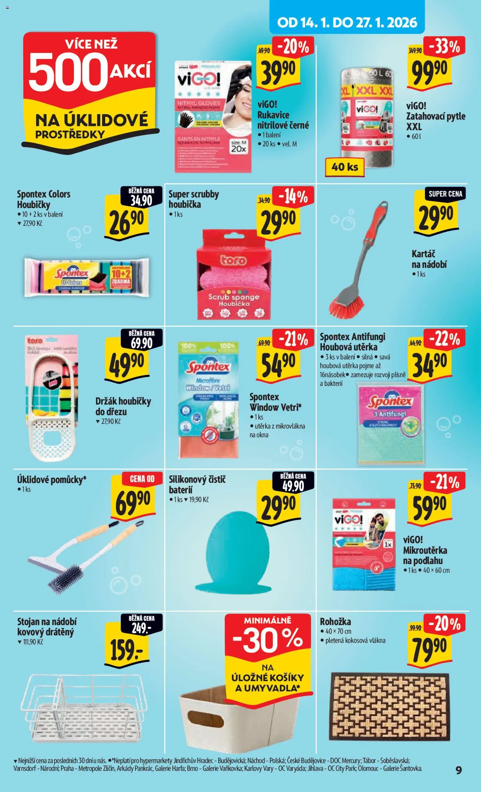 Albert leták - Hypermarket od 14.01.2026 | Strana: 14 | Produkty: Rukavice, Úložné košíky, Rohožka, Kartáč
