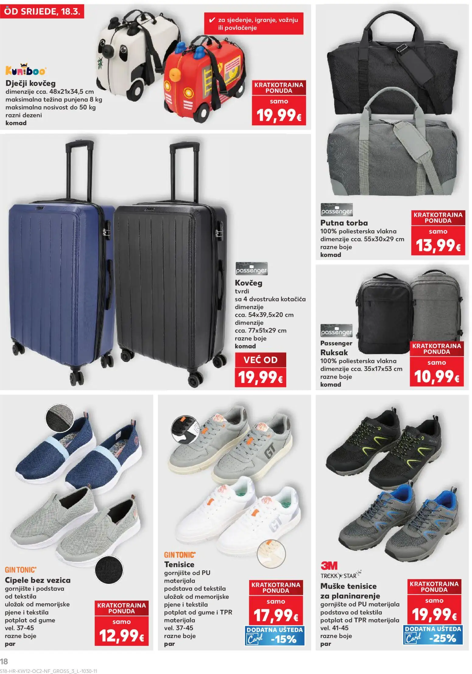 Kaufland katalog | vrijedi od 18.03.2026 | Stranica: 18 | Proizvodi: Tenisice, Ruksak, Putna torba, Torba