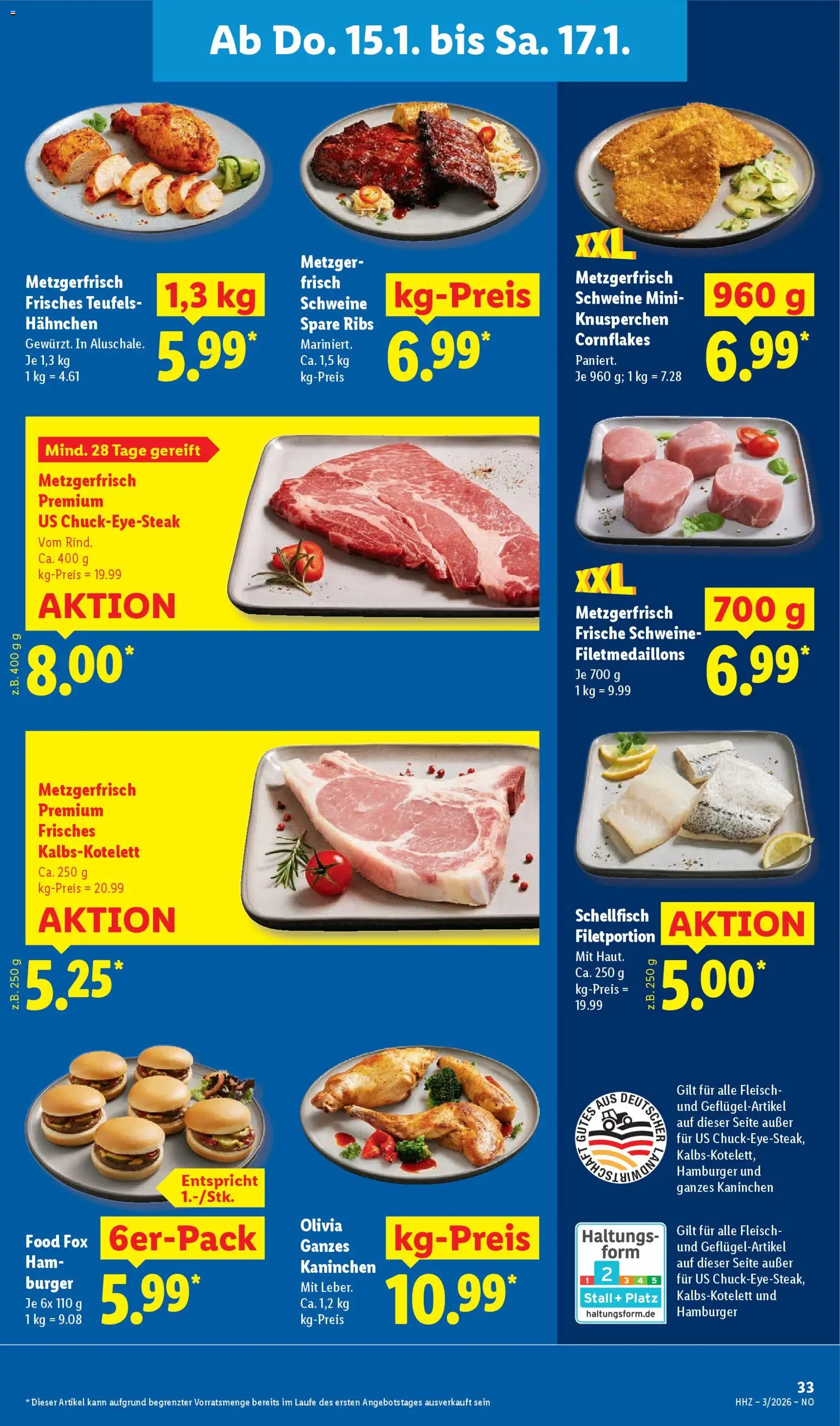 Lidl Prospekt Rahden – gültig ab 12.01.2026 | Seite: 59 | Produkte: Hahnchen, Spare ribs, Burger, Fleisch