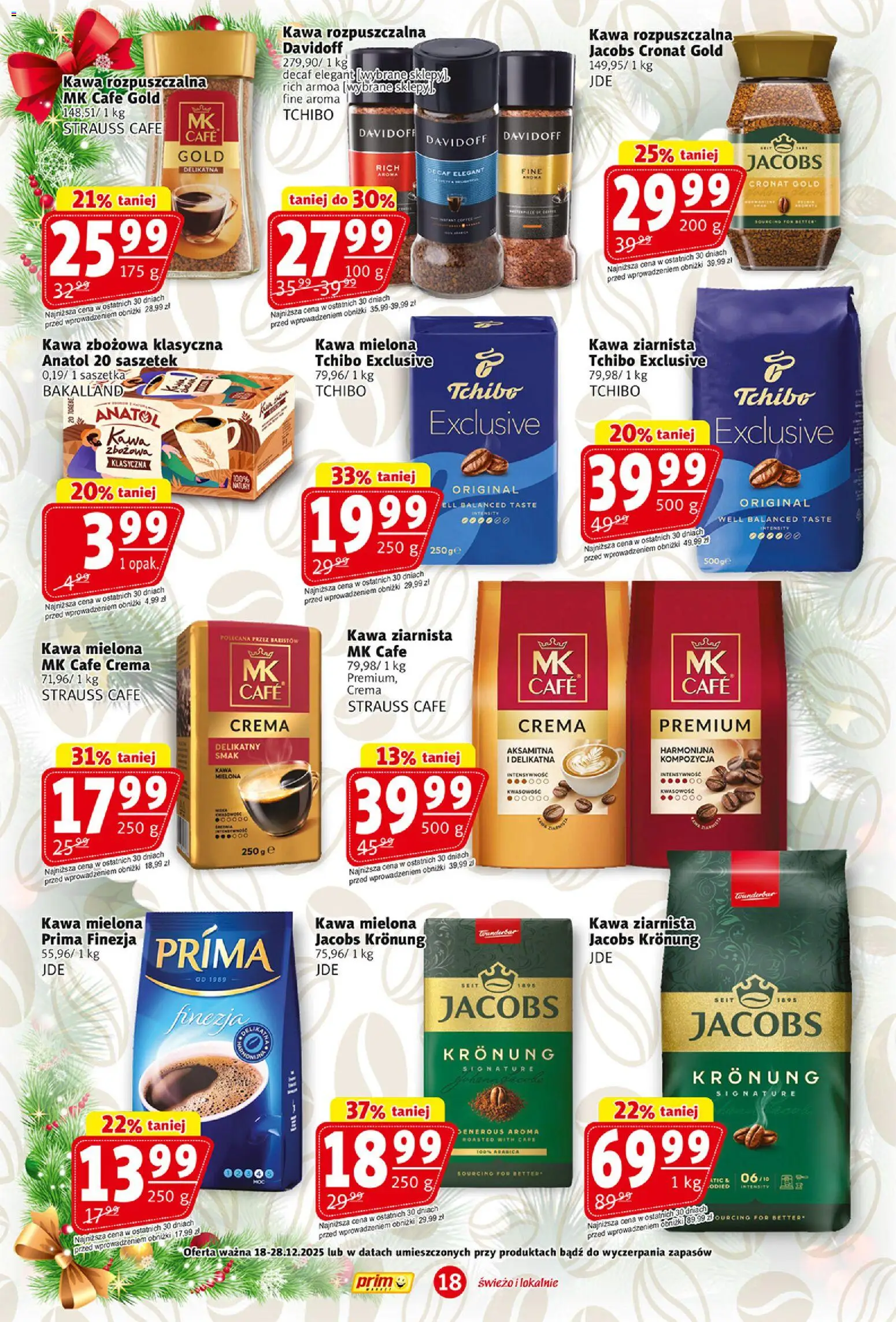 Prim Market Gazetka od 18.12.2025 | Strona: 18 | Produkty: Kawa mielona Prima, Kawa rozpuszczalna, Tchibo exclusive, Tchibo