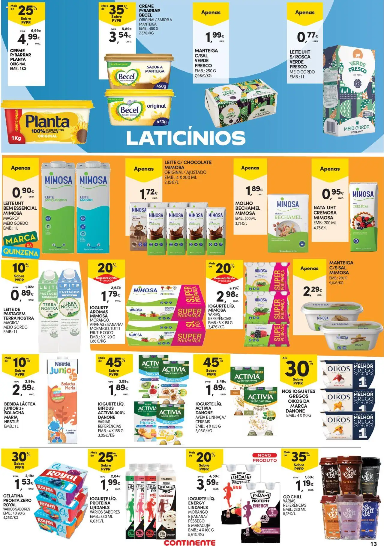 Continente - Açores: Como é bom saborear o verão │ válido de 07.08.2025 | Página: 13 | Produtos: Probióticos, Leite, Cereais, Creme
