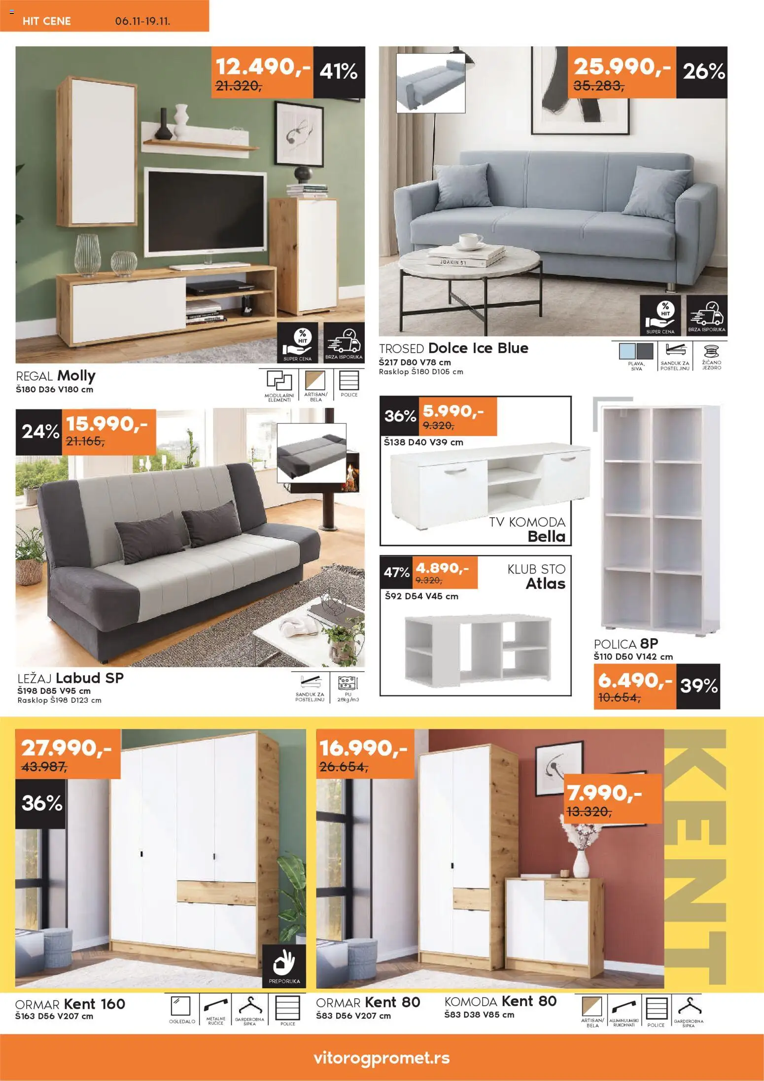Vitorog katalog - važi od 06.11.2025 | Strana: 10 | Proizvode: Komoda, Tv komoda, Sto, Trosed