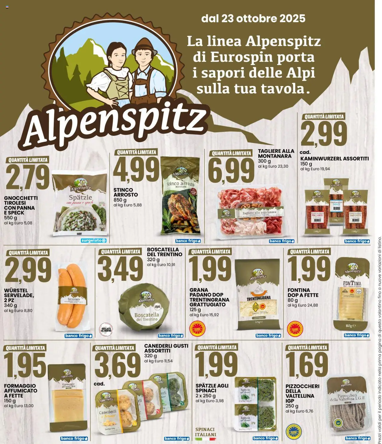 Volantino Eurospin del 23.10.2025 | Pagina: 8 | Prodotti: Panna, Wurstel, Spinaci, Tagliere