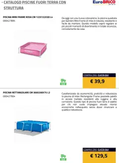 Anteprima del volantino Eurobrico Piscine Fuori Terra con Struttura catalogo valido a partire dal 23.07.2025 | Pagina: 9 | Prodotti: Piscina, Terra