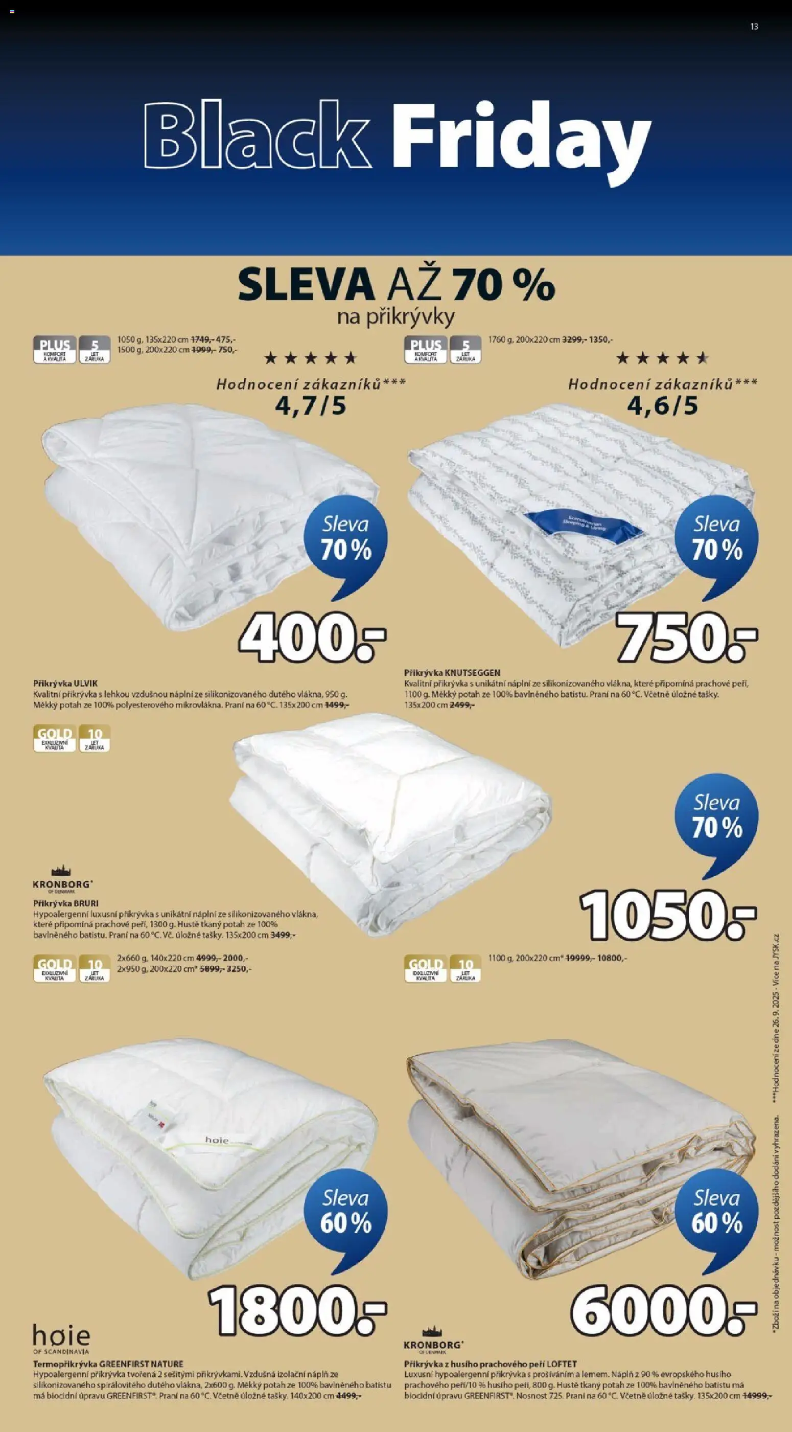 JYSK Black Friday od 19.11.2025 | Strana: 13 | Produkty: Přikrývka