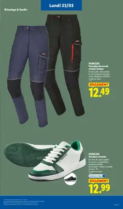 LIDL - Prévisualisation de PARKSIDE Pantalon de travail stretch femme, Du 38 au 48, selon modèle Ex. 94% polyester (recyclé) et 6% élasthanne (LYCRA®) L'unité au choix. valide à partir de 23.03.2026 | Page: 7 | Produits: Pantalon, Pantalon de travail