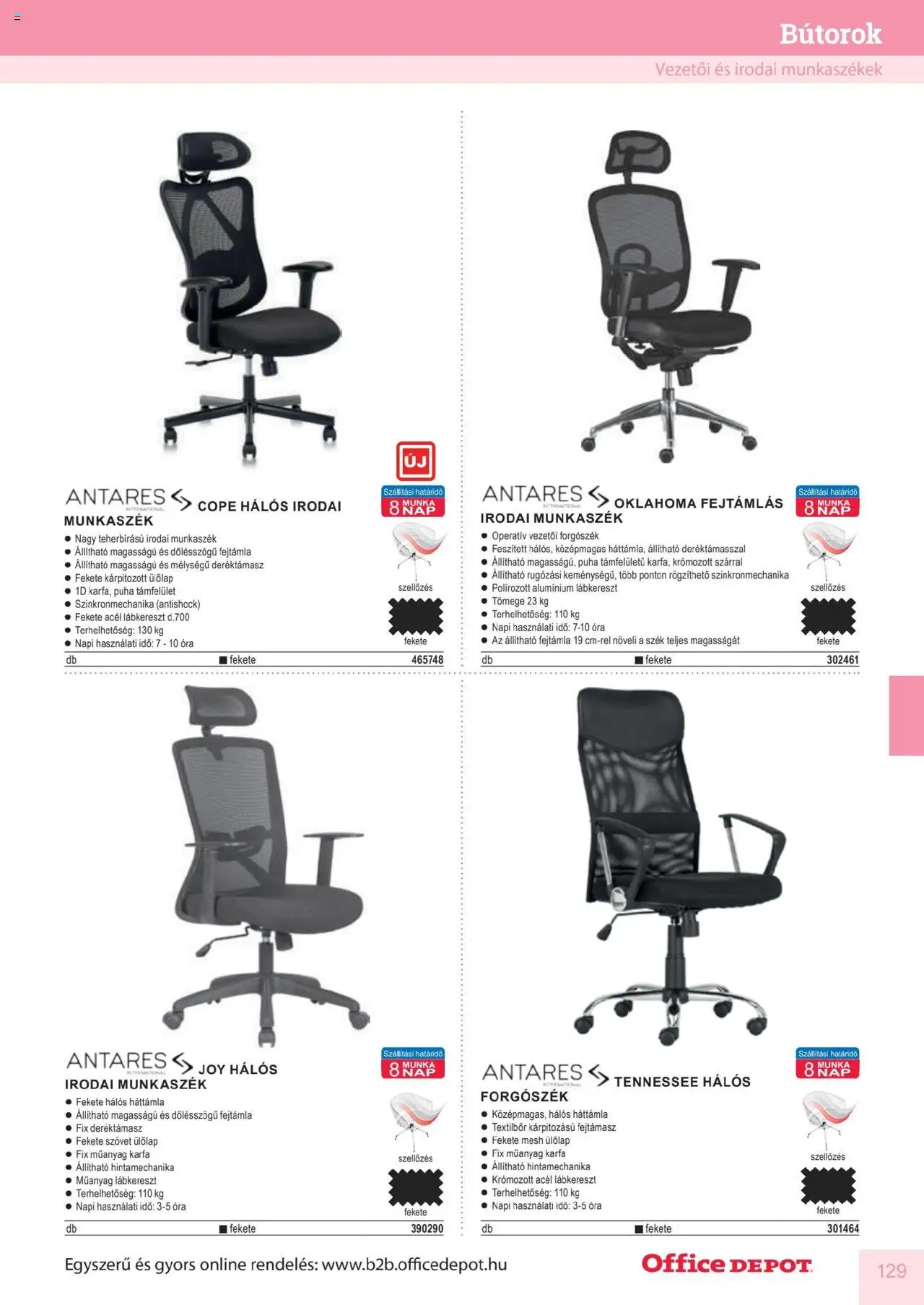 Office Depot akciós ujság - amely érvényes a következő dátumtól: 10.04.2025 | Oldal: 129 | Termékek: Forgószék, Szék, Óra