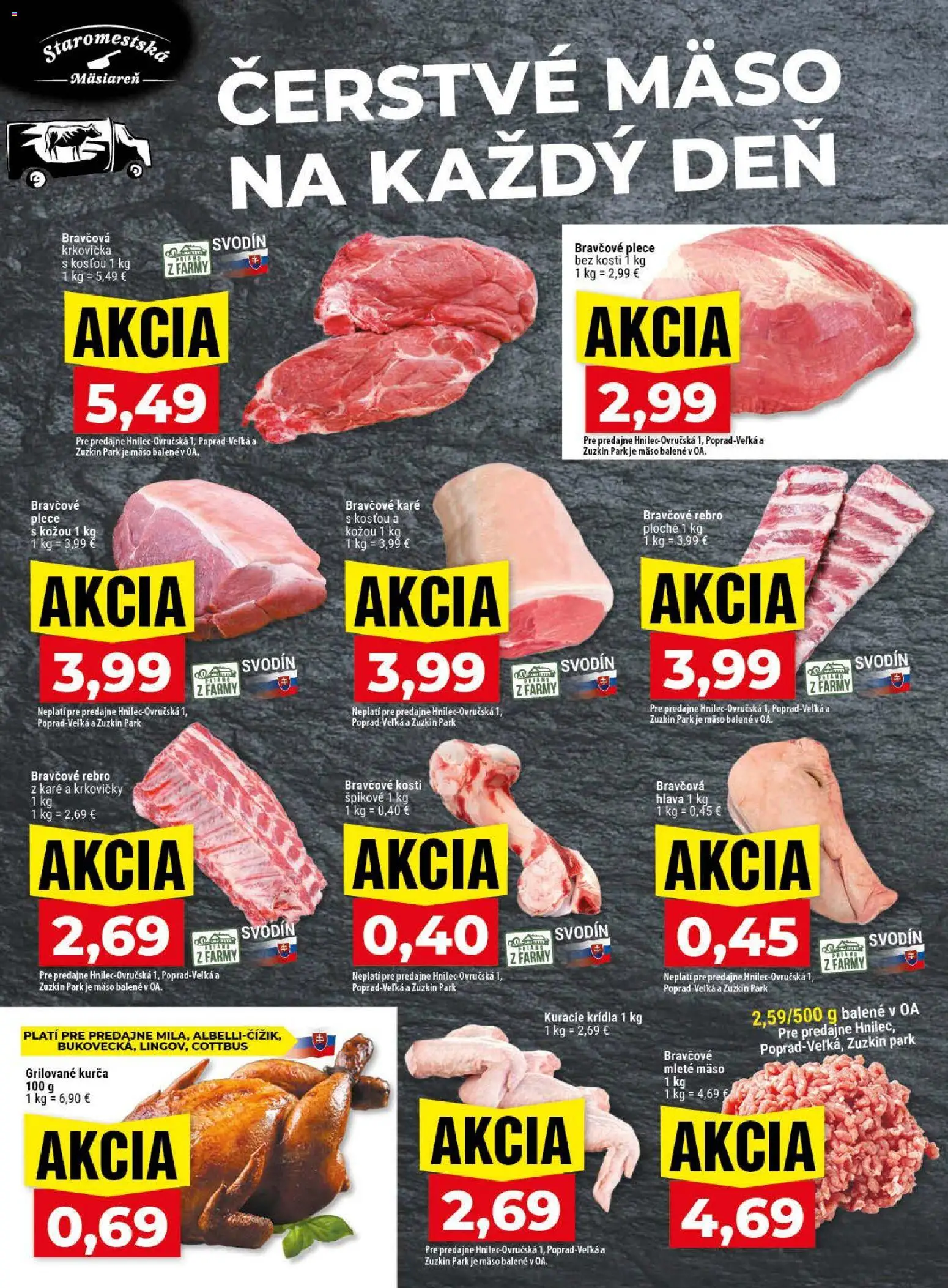 Nové Klas akcie – leták je platný od 20.04.2026 | Strana: 6 | Produkty: Bravčová krkovička, Mleté mäso, Kuracie krídla, Kurča