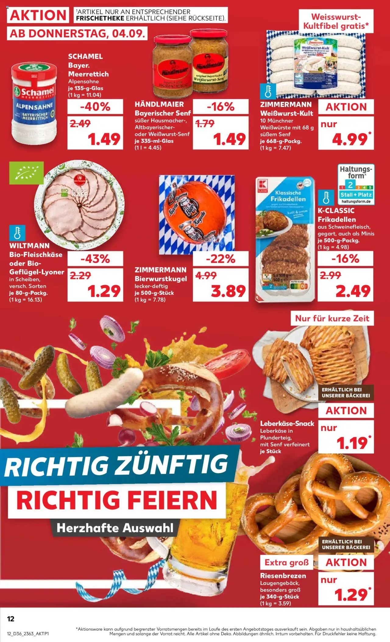 Kaufland prospekt Bremen	 - gültig ab dem 04.09.2025 | Seite: 12 | Produkte: Bäckerei, Weißwurst, Leberkase
