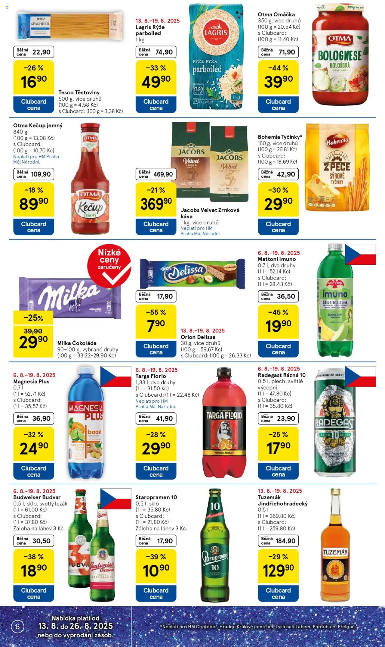 Tesco leták - Hypermarket od 13.08.2025 | Strana: 6 | Produkty: Mattoni, Kiwi, Boloňská omáčka, Jacobs