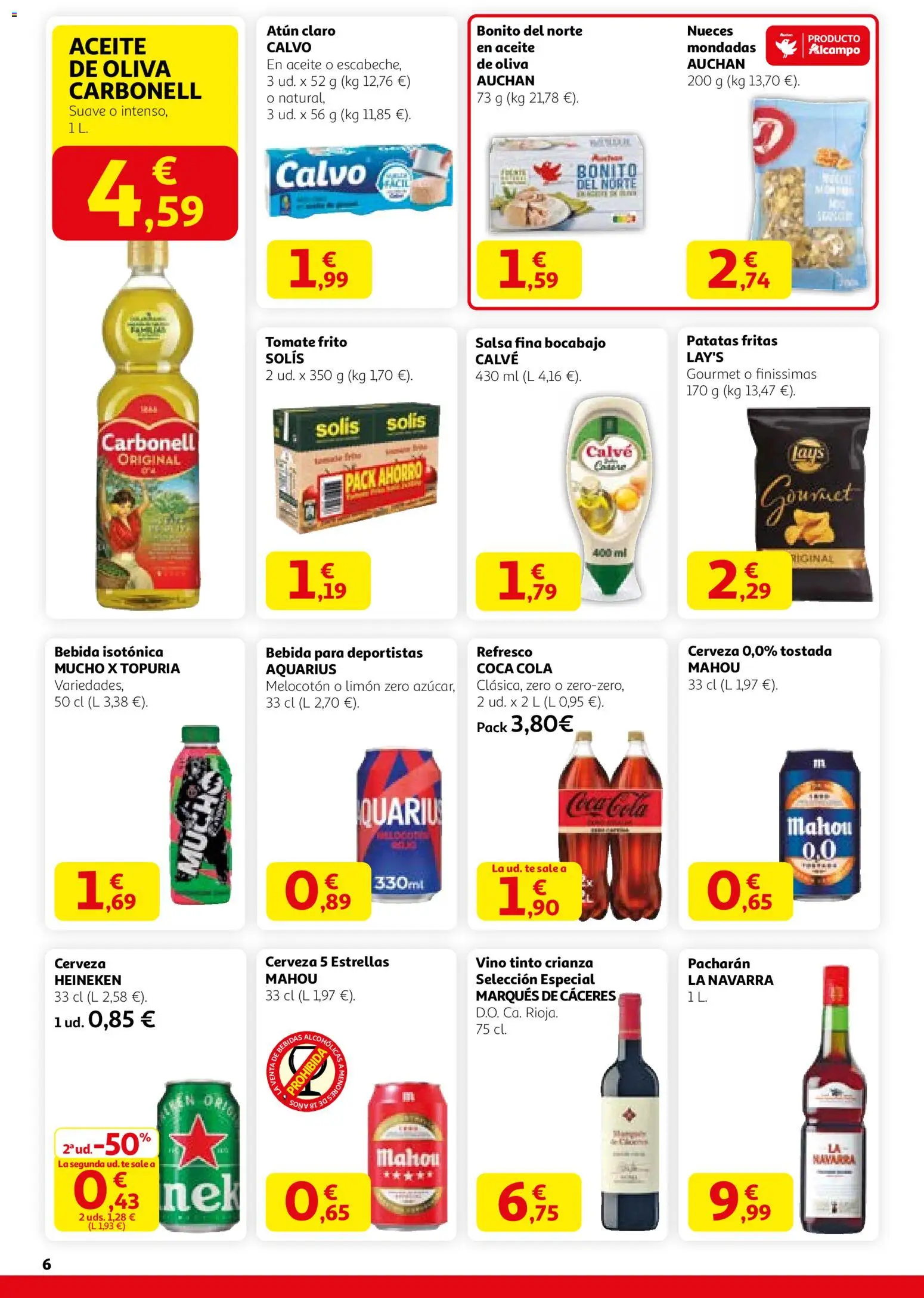 Alcampo - SM Madrid │ válido desde el 29.01.2026 | Página: 6 | Productos: Aceite, Cerveza, Σπανάκι, Atún claro
