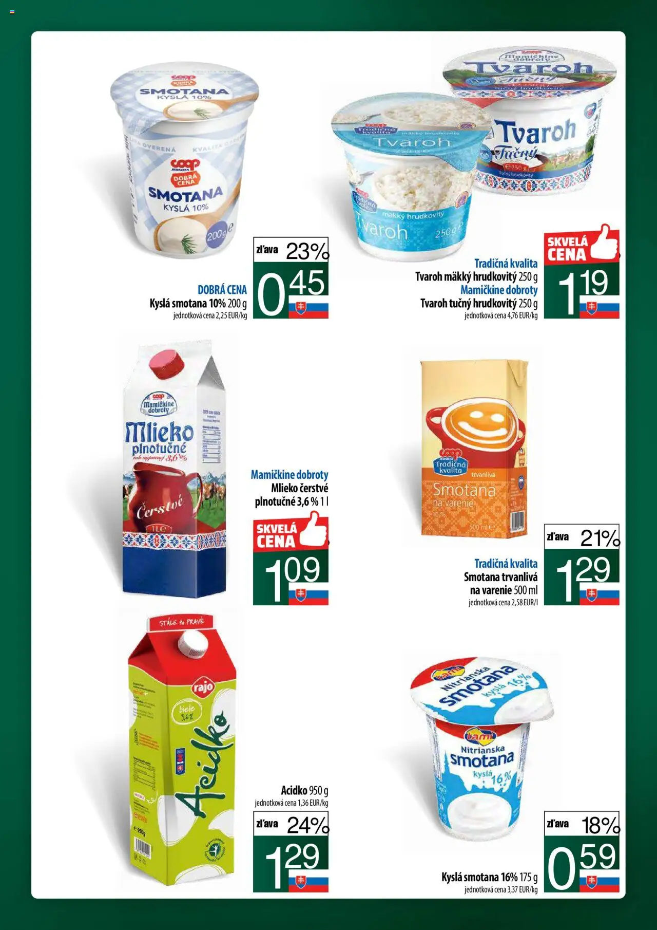 Nové COOP Jednota akcie – leták je platný od 11.09.2025 | Strana: 19 | Produkty: Mlieko, Smotana, Tvaroh, Acidko