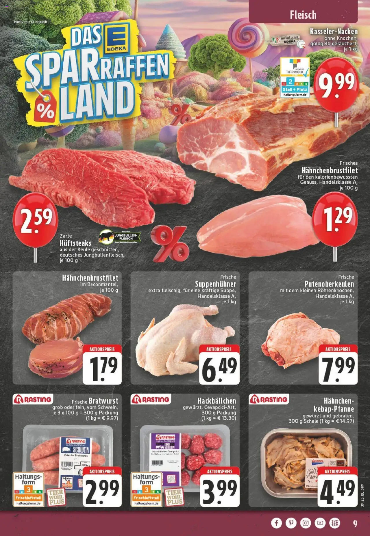 Edeka prospekt Lünen-Brambauer	 – gültig ab 21.09.2025 | Seite: 9 | Produkte: Hahnchen, Bratwurst, Fleisch