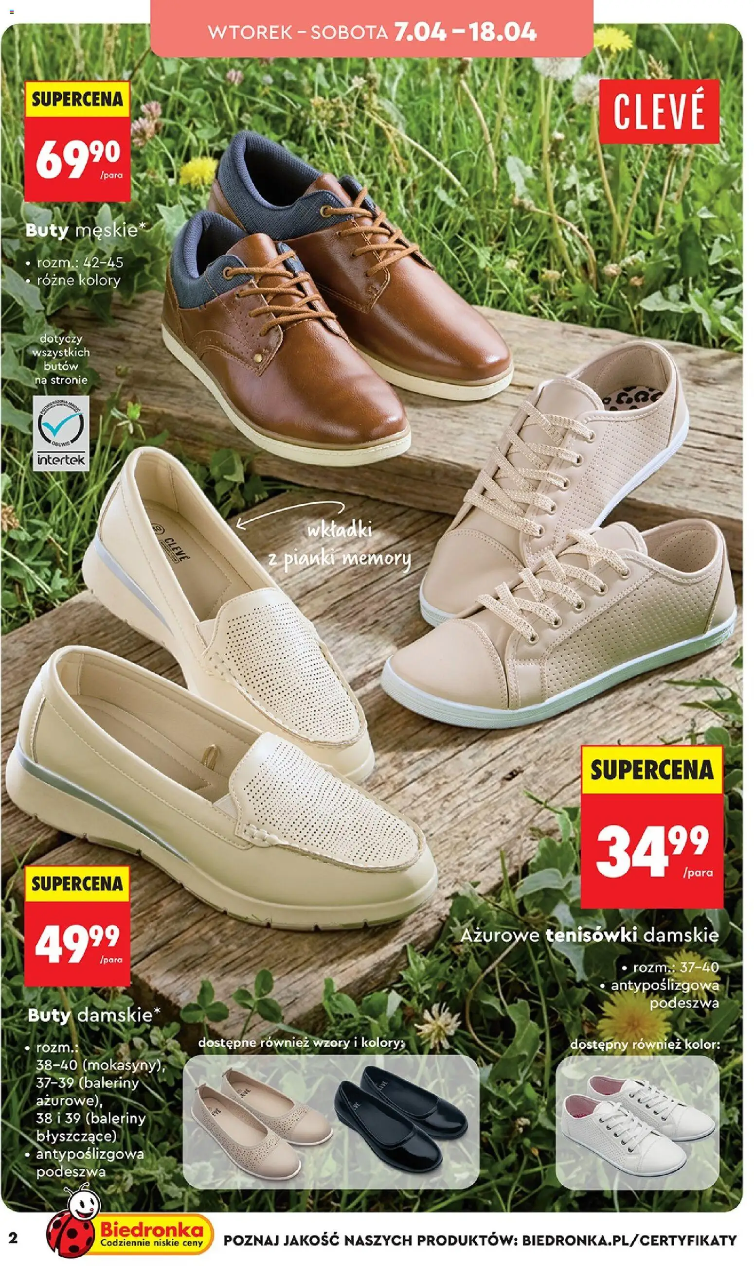 Biedronka gazetka - Hity i inspiracje od 07.04.2026 | Strona: 2 | Produkty: Baleriny, Buty, Tenisówki, Pianki