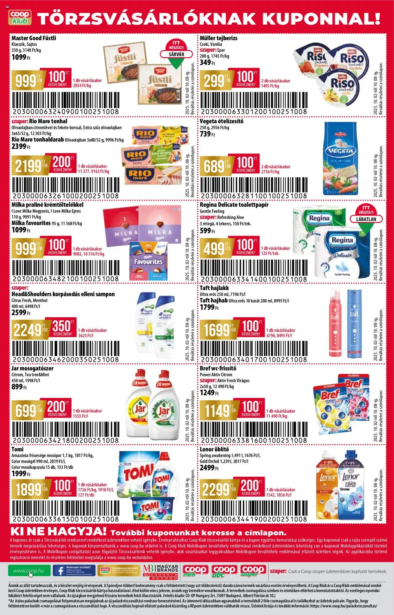 COOP akciós ujság - amely érvényes a következő dátumtól: 02.10.2025 | Oldal: 8 | Termékek: Jar mosogatószer, Sampon, Hajlakk, Mosópor