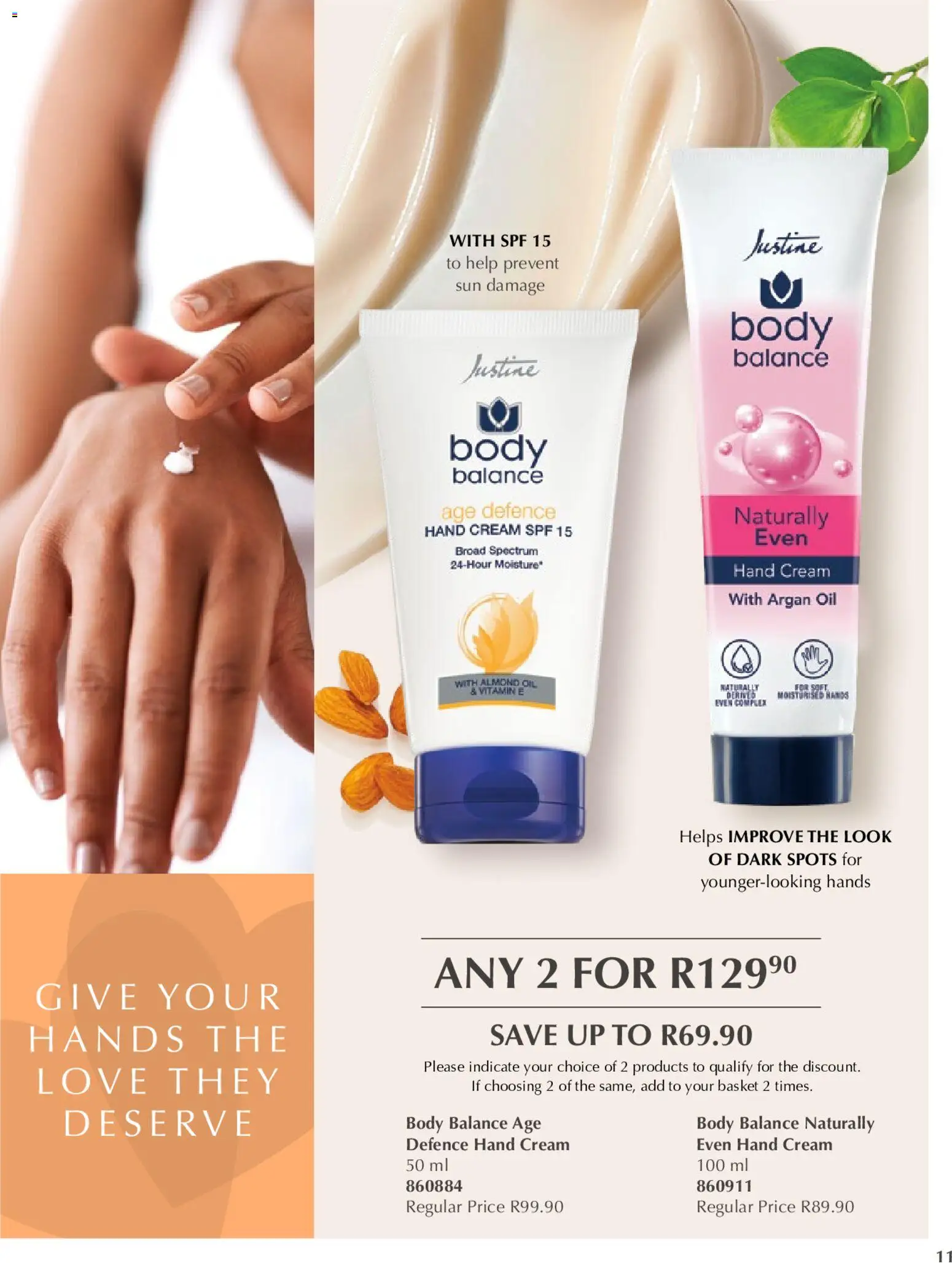 New Justine catalogue – valid from 20.02.2026 | Page: 11 | Products: Basket, Oil, Cream, Hand cream