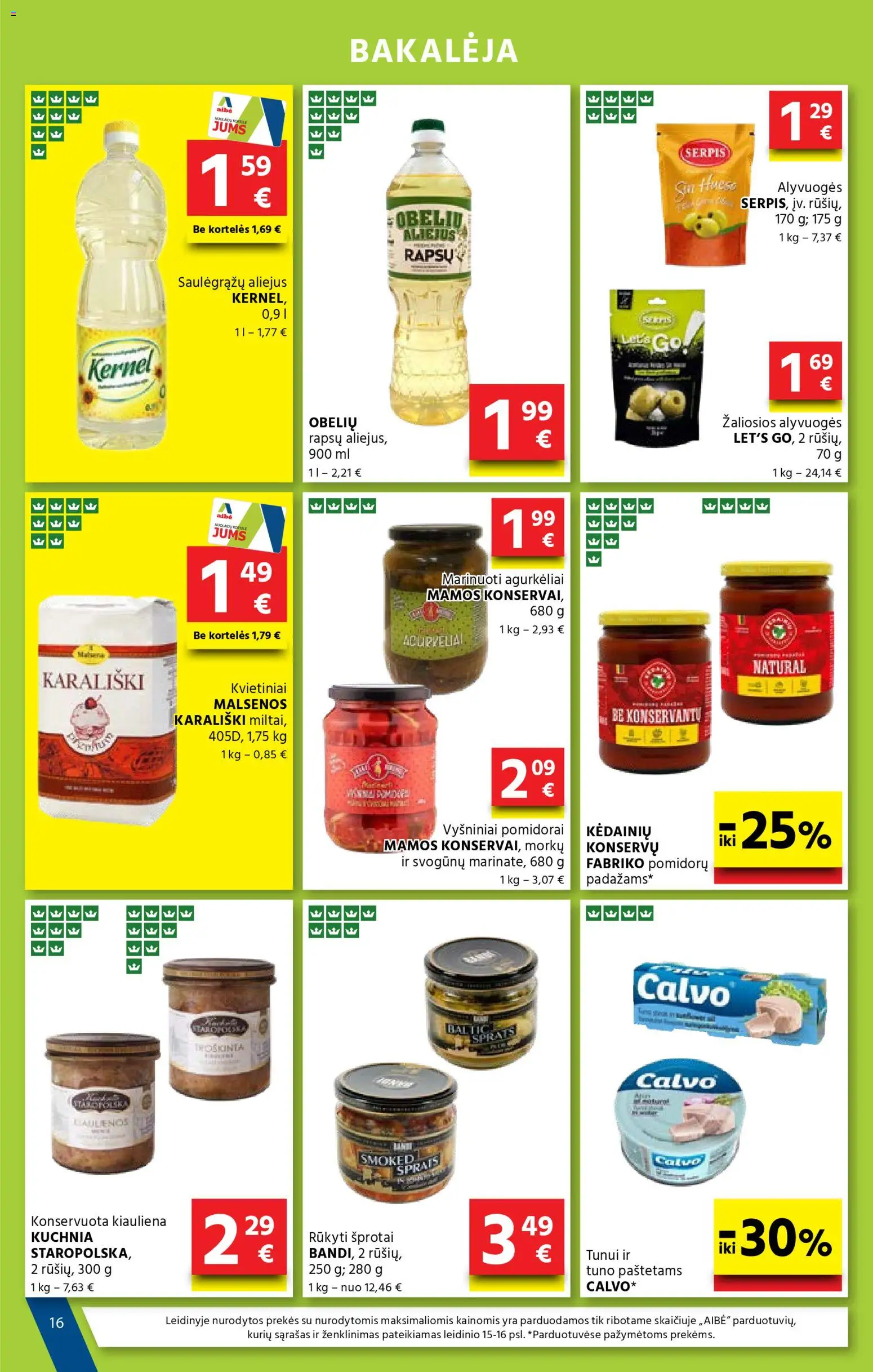 AIBE akcijos nuo 27.11.2025 | Puslapis: 16 | Prekių: Aliejus, Kiauliena, Pomidorai