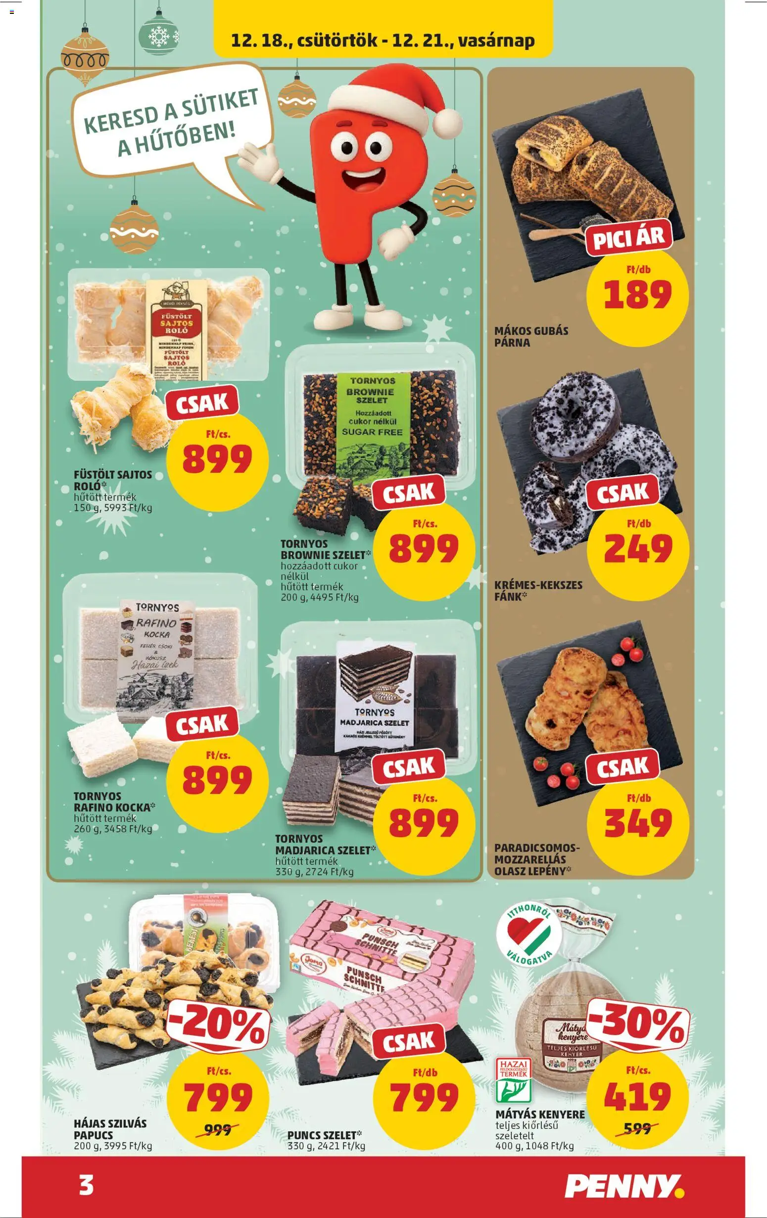 PENNY akciós ujság - amely érvényes a következő dátumtól: 18.12.2025 | Oldal: 3 | Termékek: Papucs, Kokusz, Brownie, Cukor