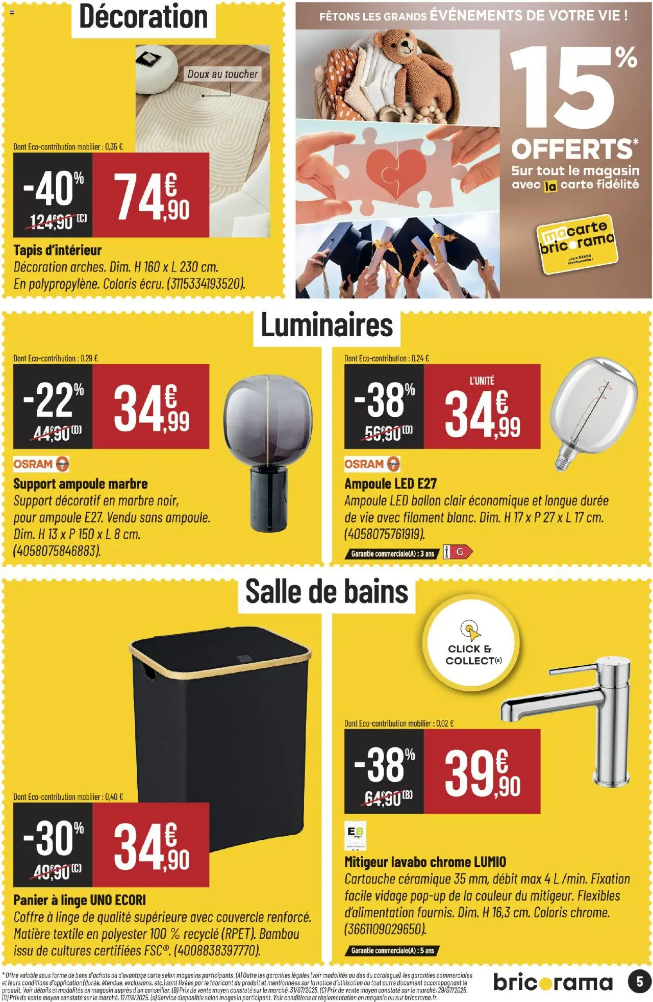 {H1} | Page: 5 | Produits: Panier à linge, Panier, Tapis, Cartouche