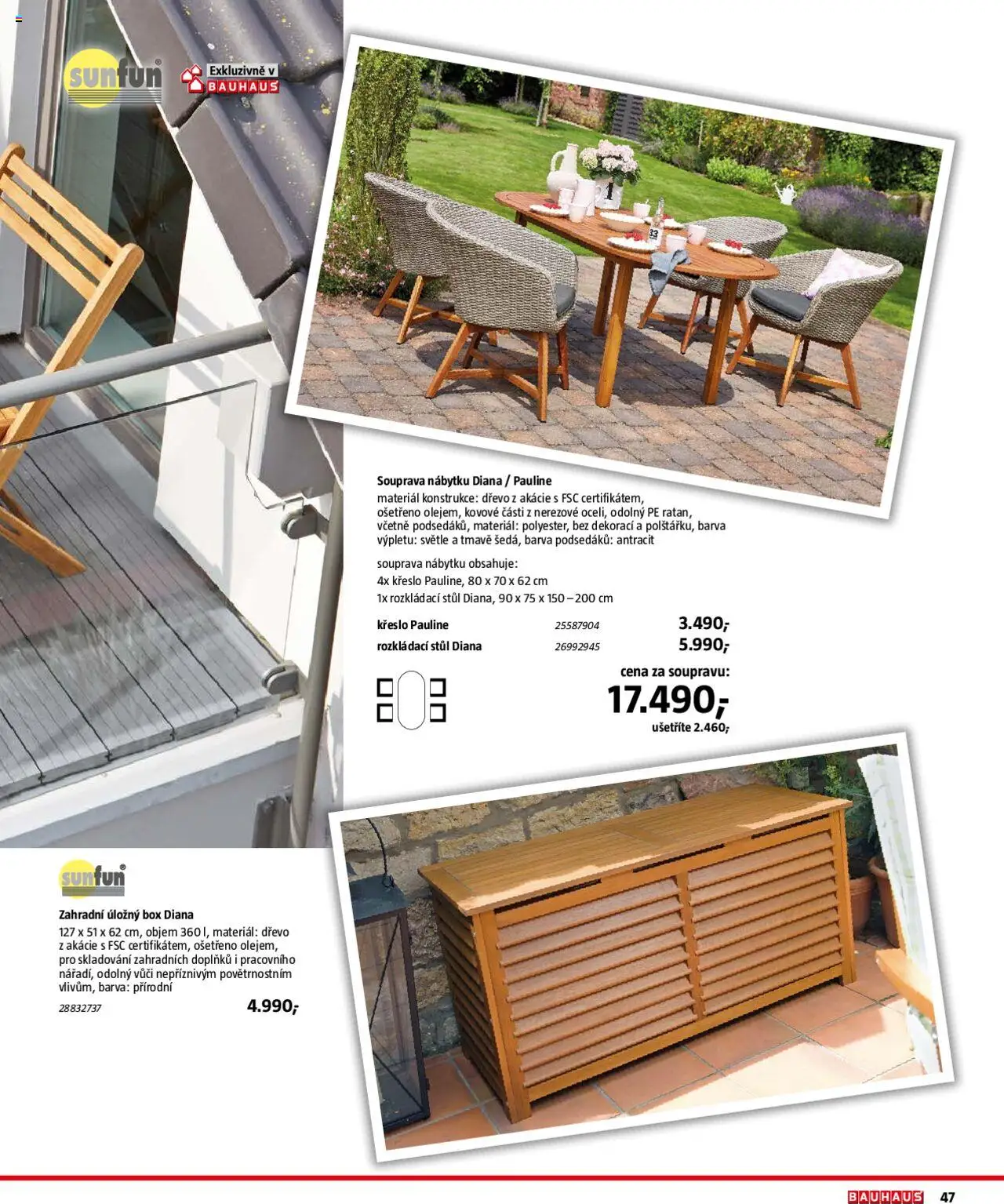 Bauhaus katalog Zahradní nábytek od 01.04.2025 | Strana: 47 | Produkty: Zahradní úložný box, Box, Křeslo, Stůl