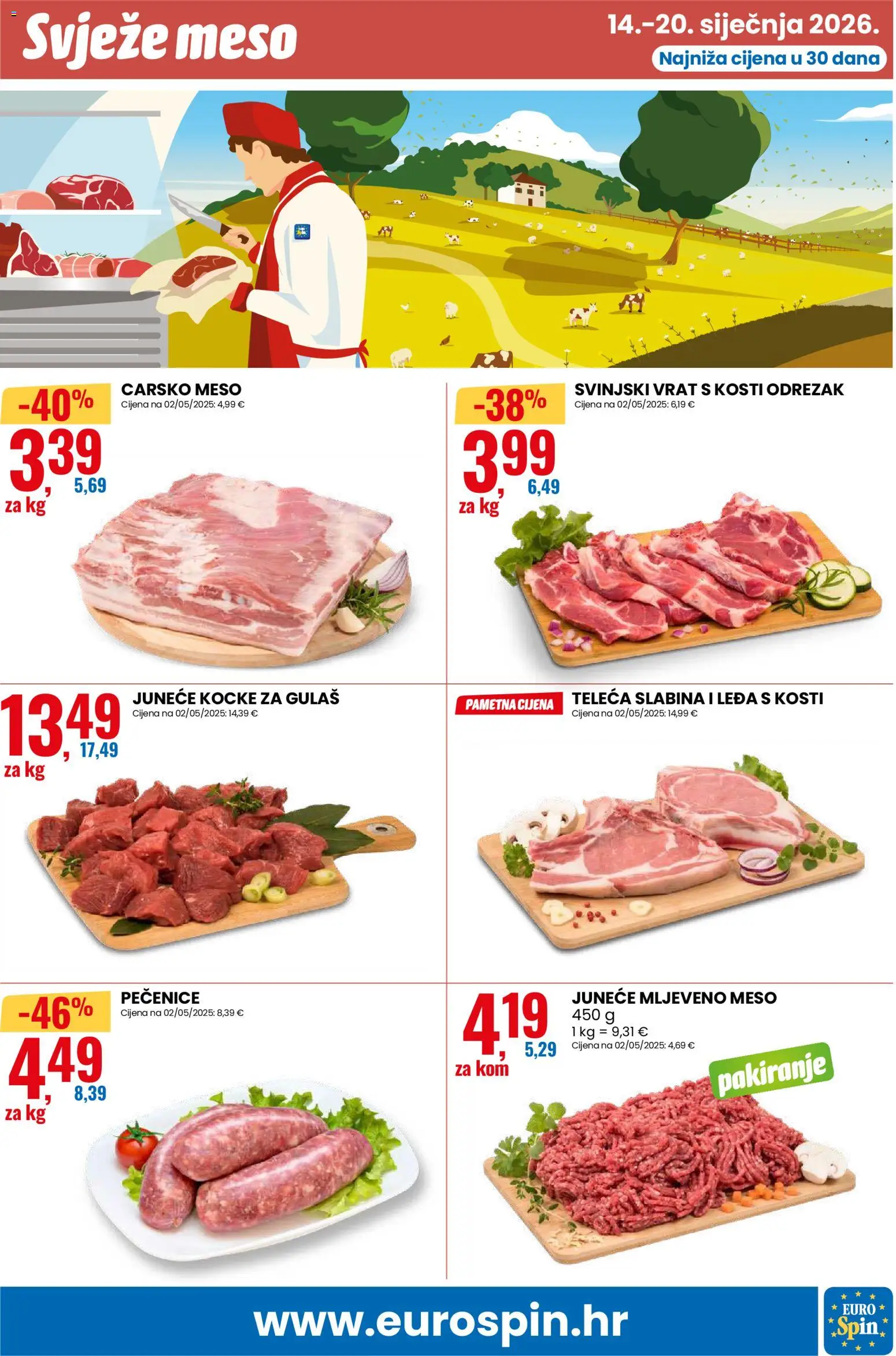 Eurospin katalog | vrijedi od 14.01.2026 | Stranica: 9 | Proizvodi: Carsko meso, Svinjski vrat, Meso, Mljeveno meso
