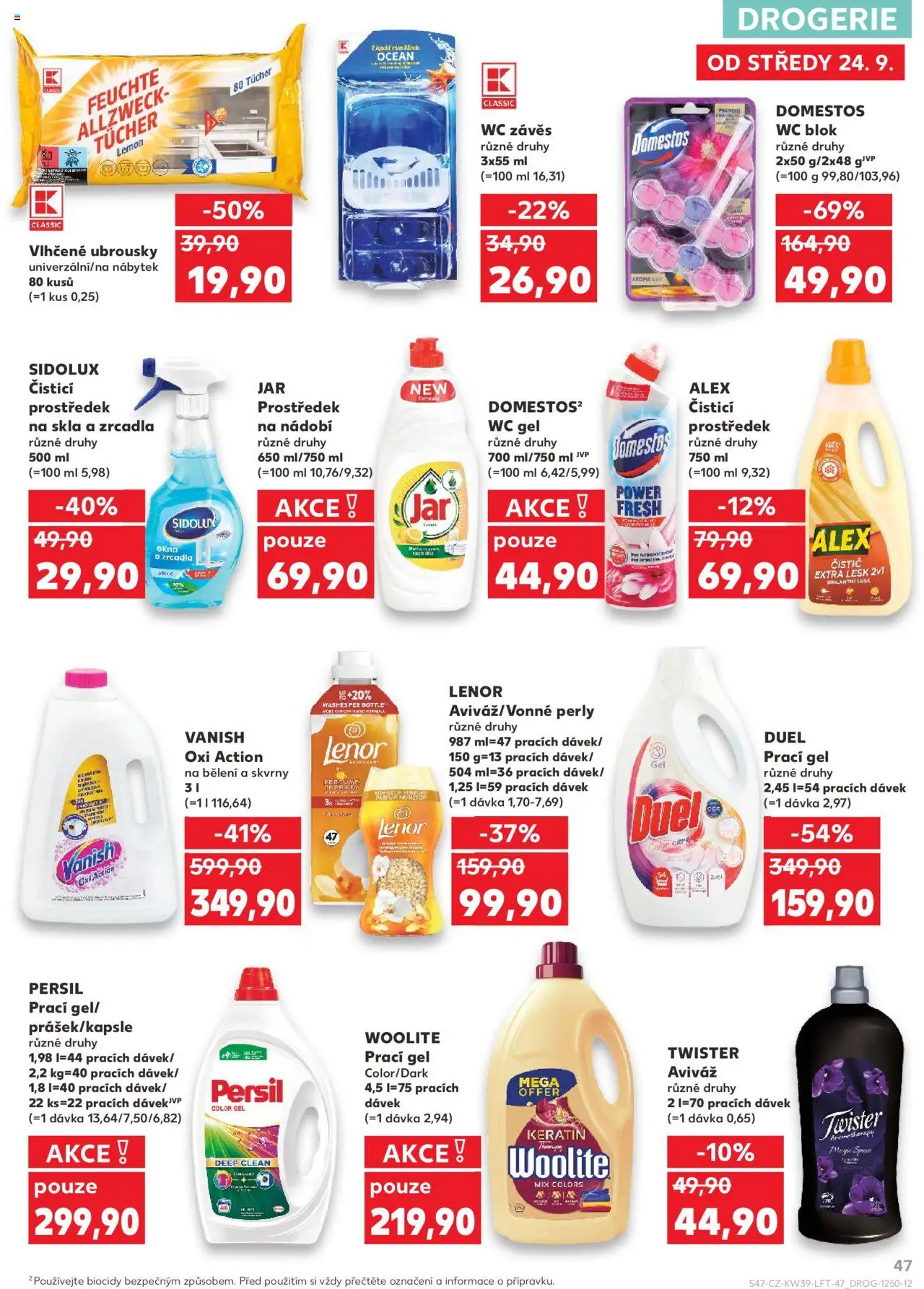 Kaufland leták od 24.09.2025 | Strana: 47 | Produkty: Aviváž, Nádobí, Vanish oxi action, Domestos
