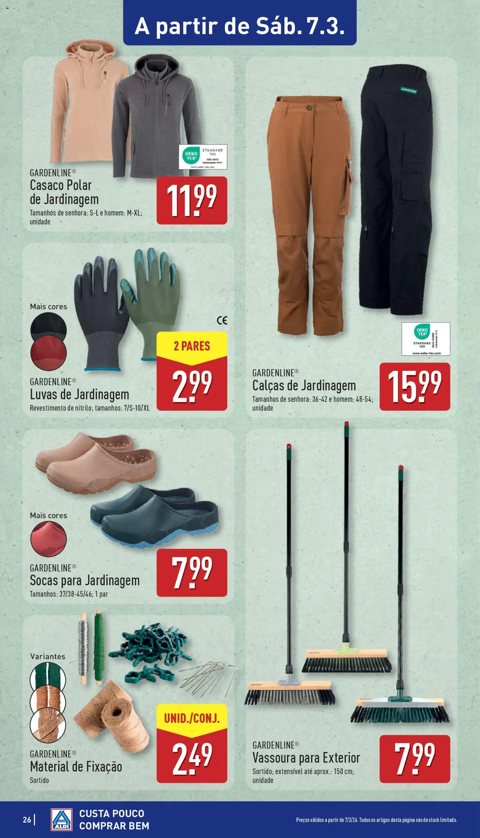 Aldi folheto │ válido de 02.03.2026 | Página: 26 | Produtos: Luvas, Casaco, Calças, Vassoura