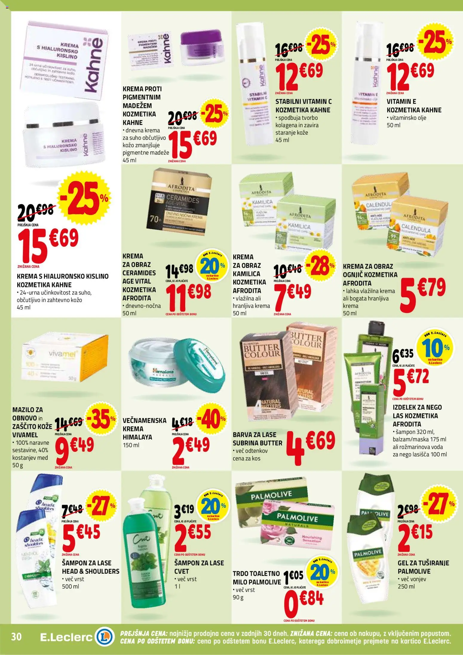 Novi E.leclerc katalog ponudbe – veljaven od 18.02.2026 | Stran: 30 | Izdelki: Milo, Gel za tusiranje, Voda, Krema za obraz