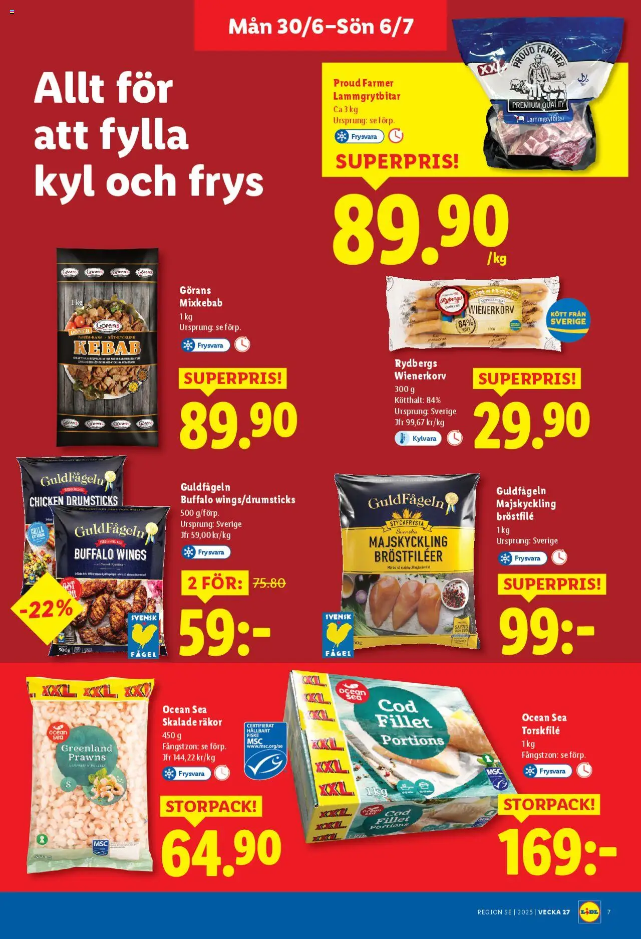 Lidl reklamblad aktuell från 30.06.2025 | Sida: 8 | Produkter: Grill, Torskfile, Räkor, Frys