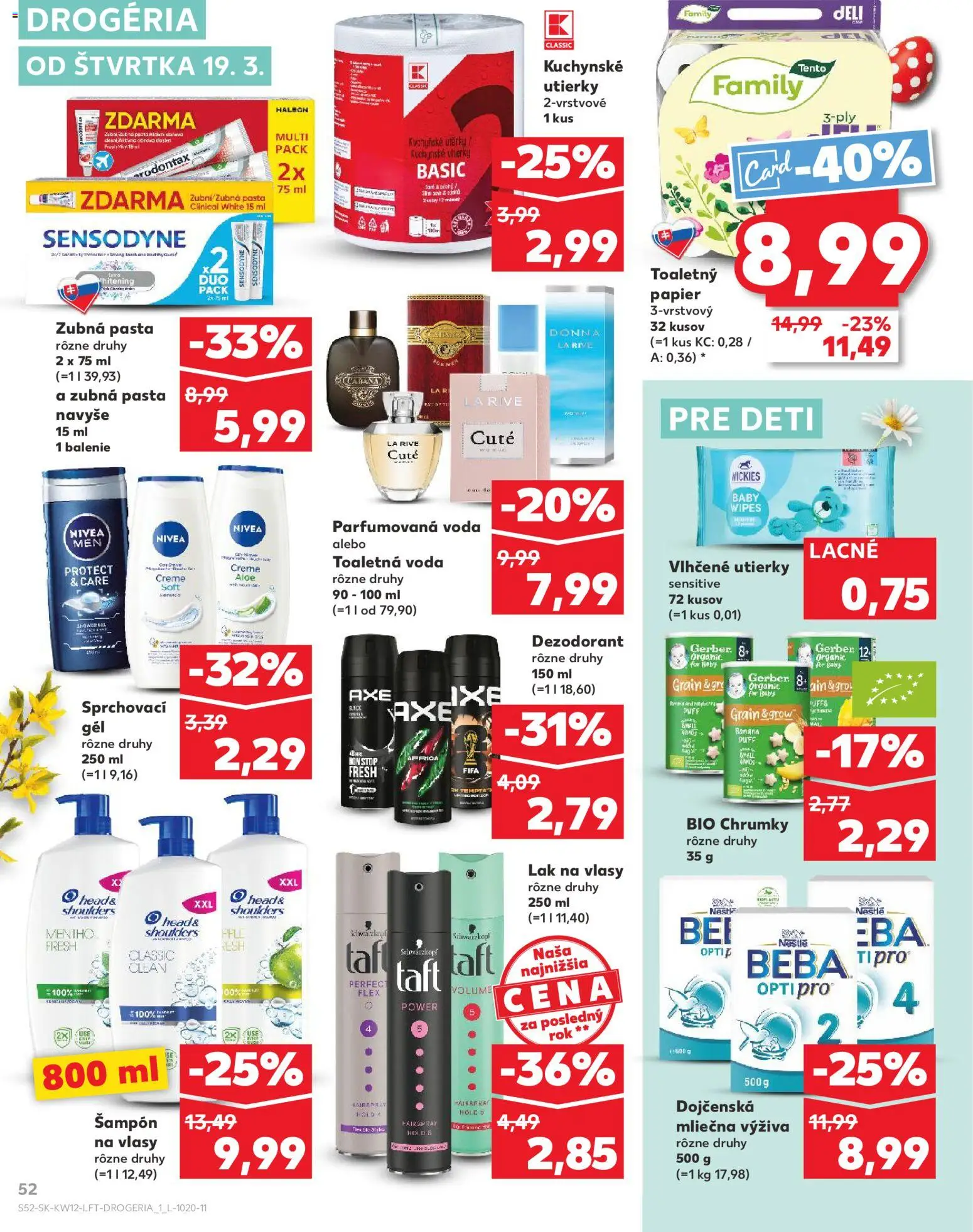 Nové Kaufland akcie – leták je platný od 19.03.2026 | Strana: 52 | Produkty: Nivea, Toaletná voda, Lak na vlasy, Dezodorant