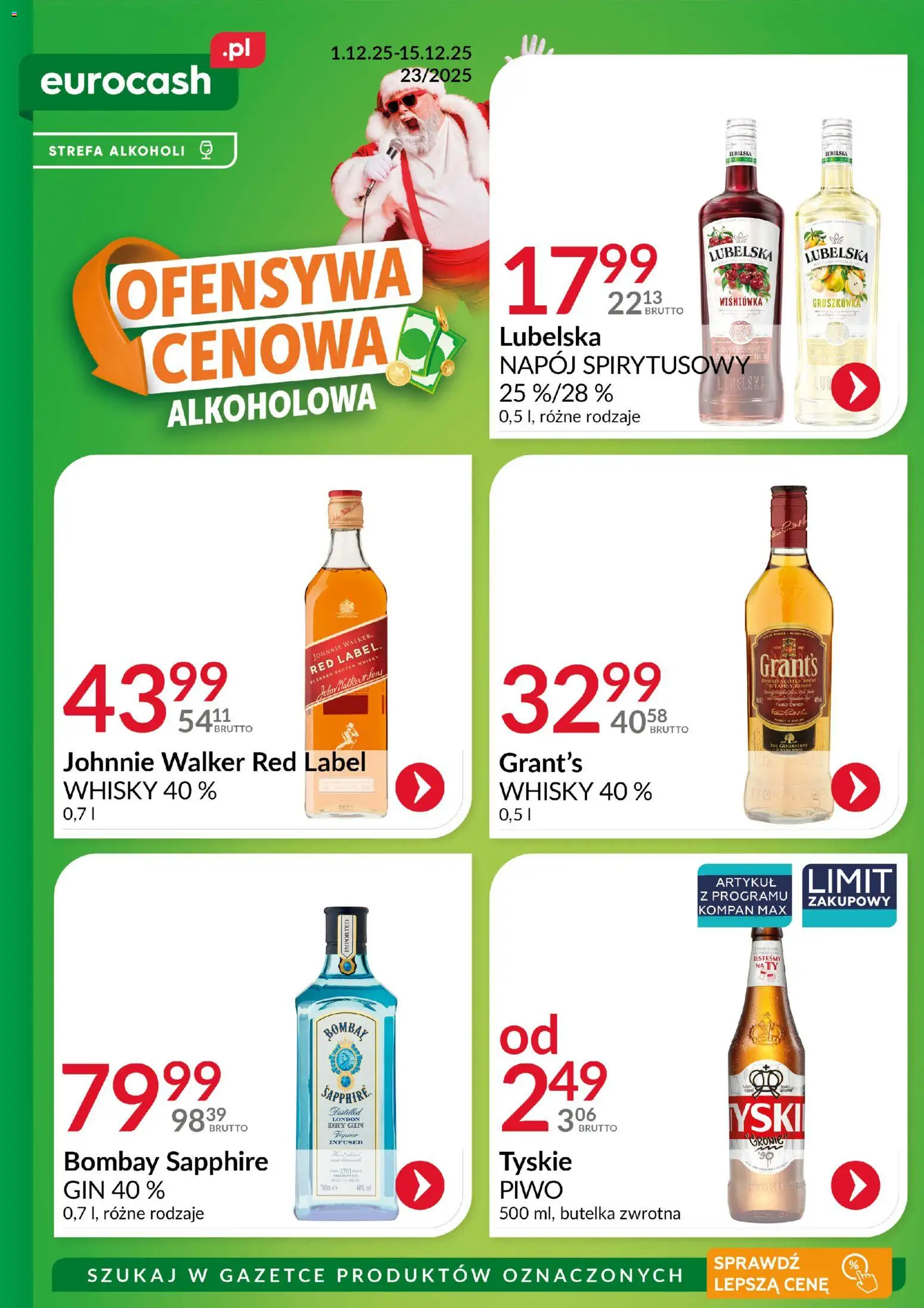 Eurocash Gazetka - Ofensywa Cenowa Alkoholowa od 01.12.2025 | Strona: 1 | Produkty: Grant's, Tyskie, Gin, Whisky