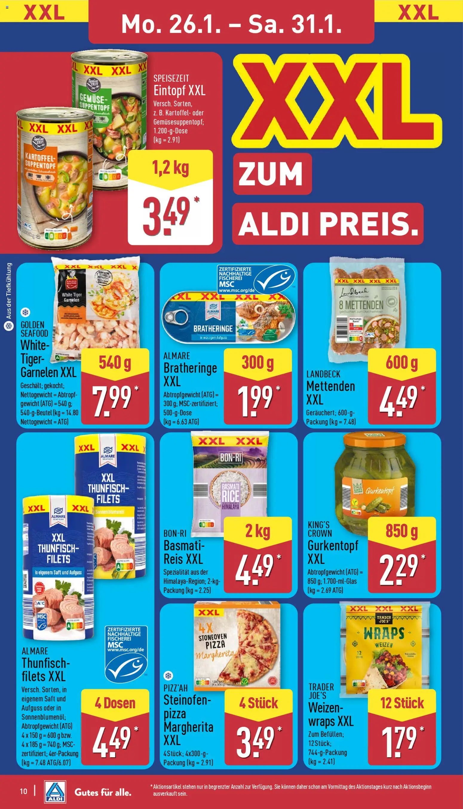 Aldi Prospekt 	 – gültig ab 26.01.2026 | Seite: 12 | Produkte: Thunfisch, Garnelen, Gemüse, Reis