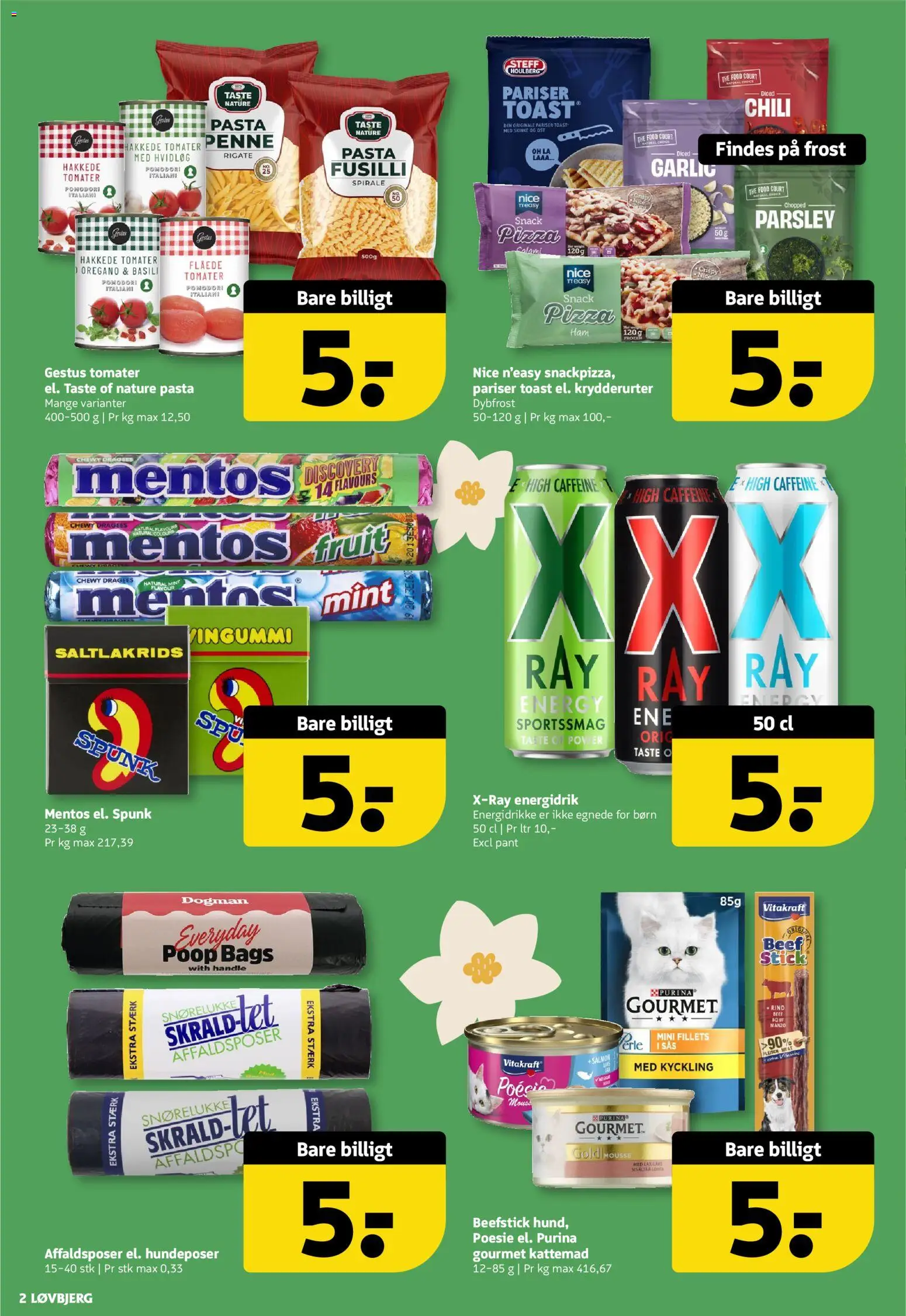 Løvbjerg tilbudsavis – gyldig fra 24.04.2026 | Side: 2 | Produkter: Pizza, Pasta, Hakkede tomater, Oregano