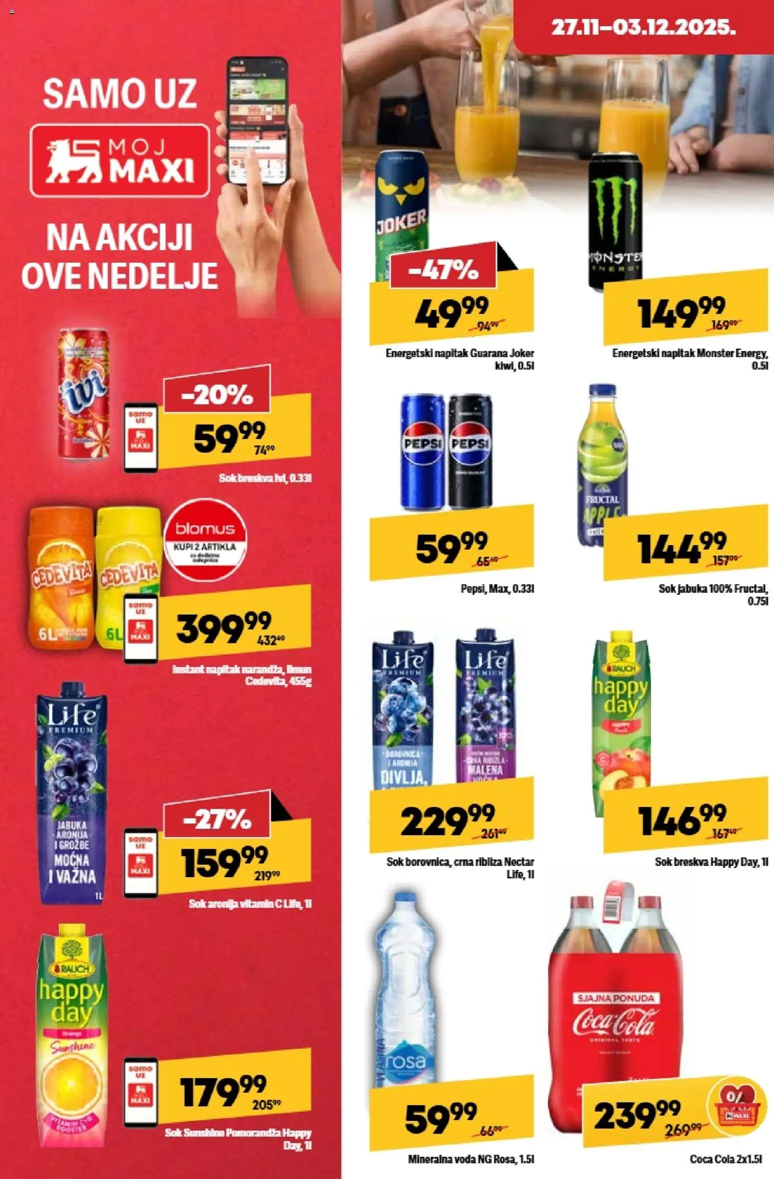 Maxi katalog - važi od 27.11.2025 | Strana: 20 | Proizvode: Guarana, Mineralna voda, Sok, Pepsi