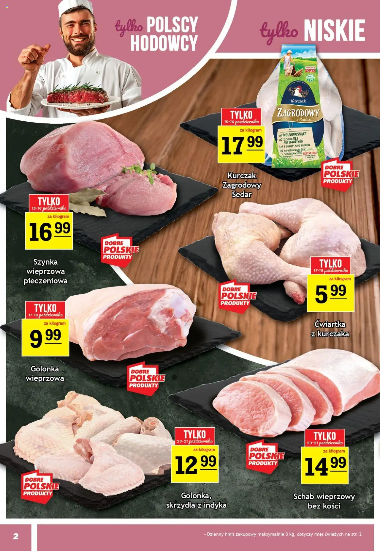 Gram Market Gazetka od 15.10.2025 | Strona: 2 | Produkty: Kurczak, Schab, Schab wieprzowy, Ćwiartka z kurczaka
