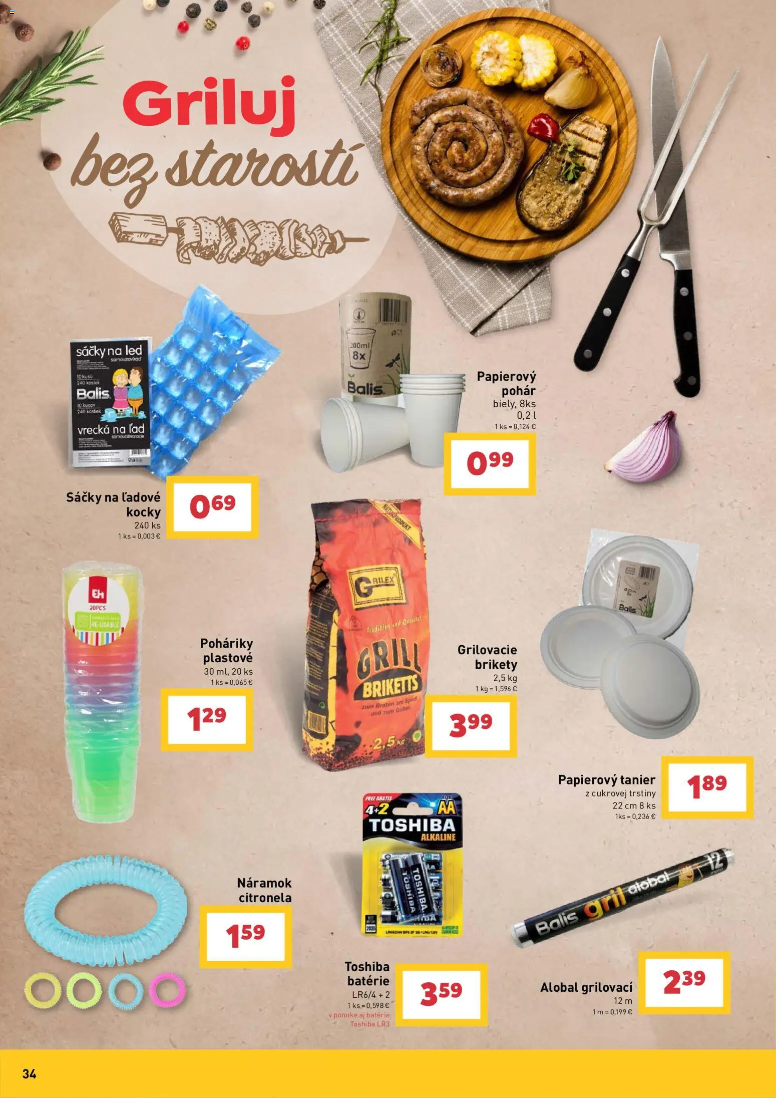 Nové Billa akcie – leták je platný od 29.04.2026 | Strana: 34 | Produkty: Led, Brikety