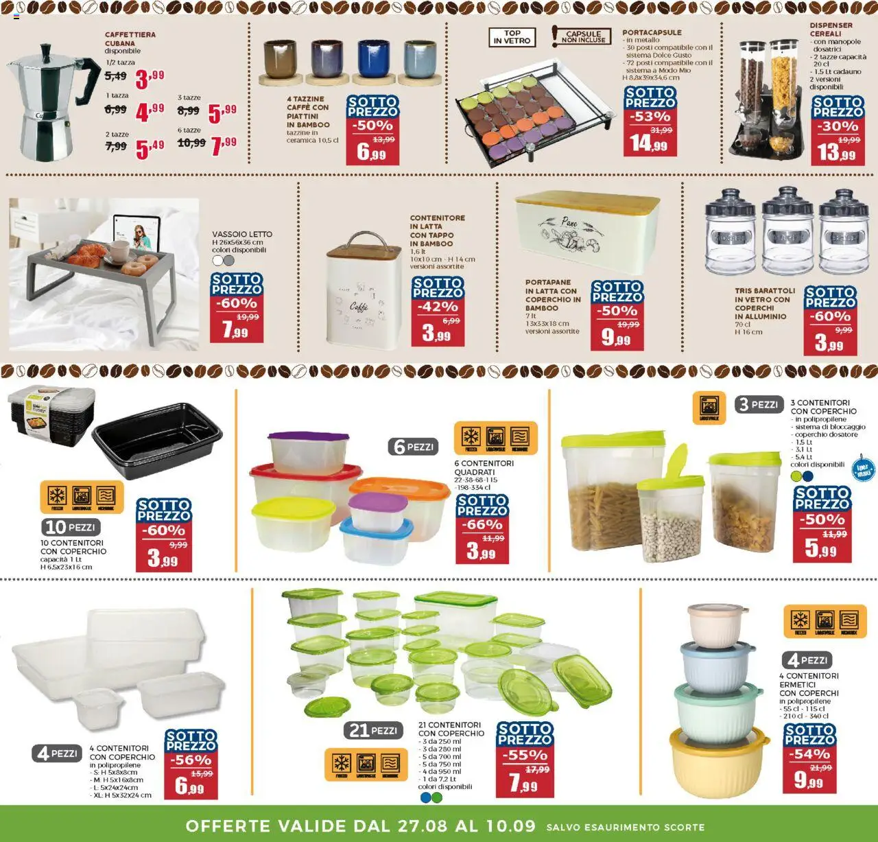 Volantino Happy Casa del 27.08.2025 | Pagina: 5 | Prodotti: Caffè, Alluminio, Vassoio, Letto