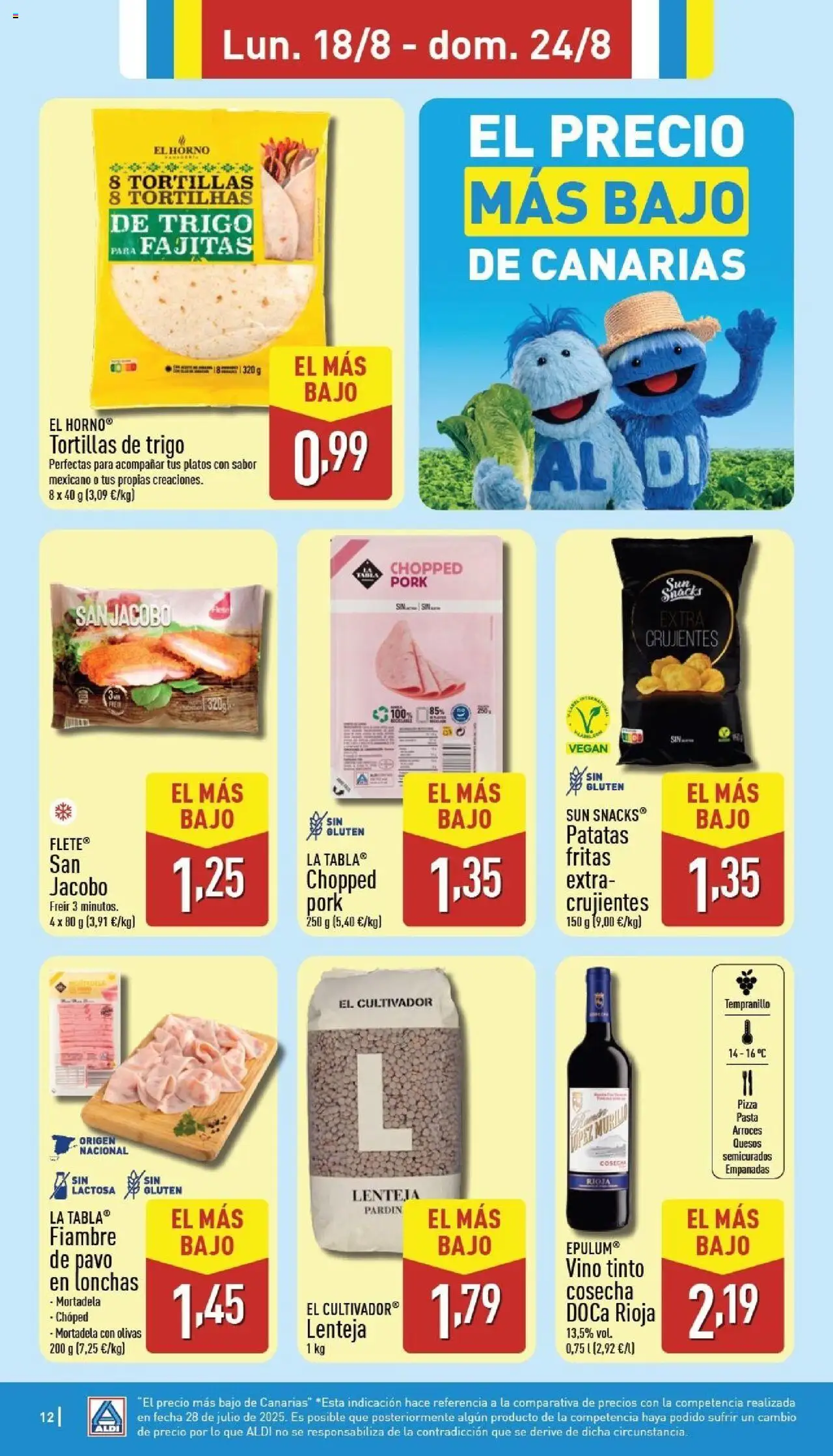 Aldi folleto Canarias │ válido desde el 18.08.2025 | Página: 12 | Productos: El horno, Vino, Pasta, Horno