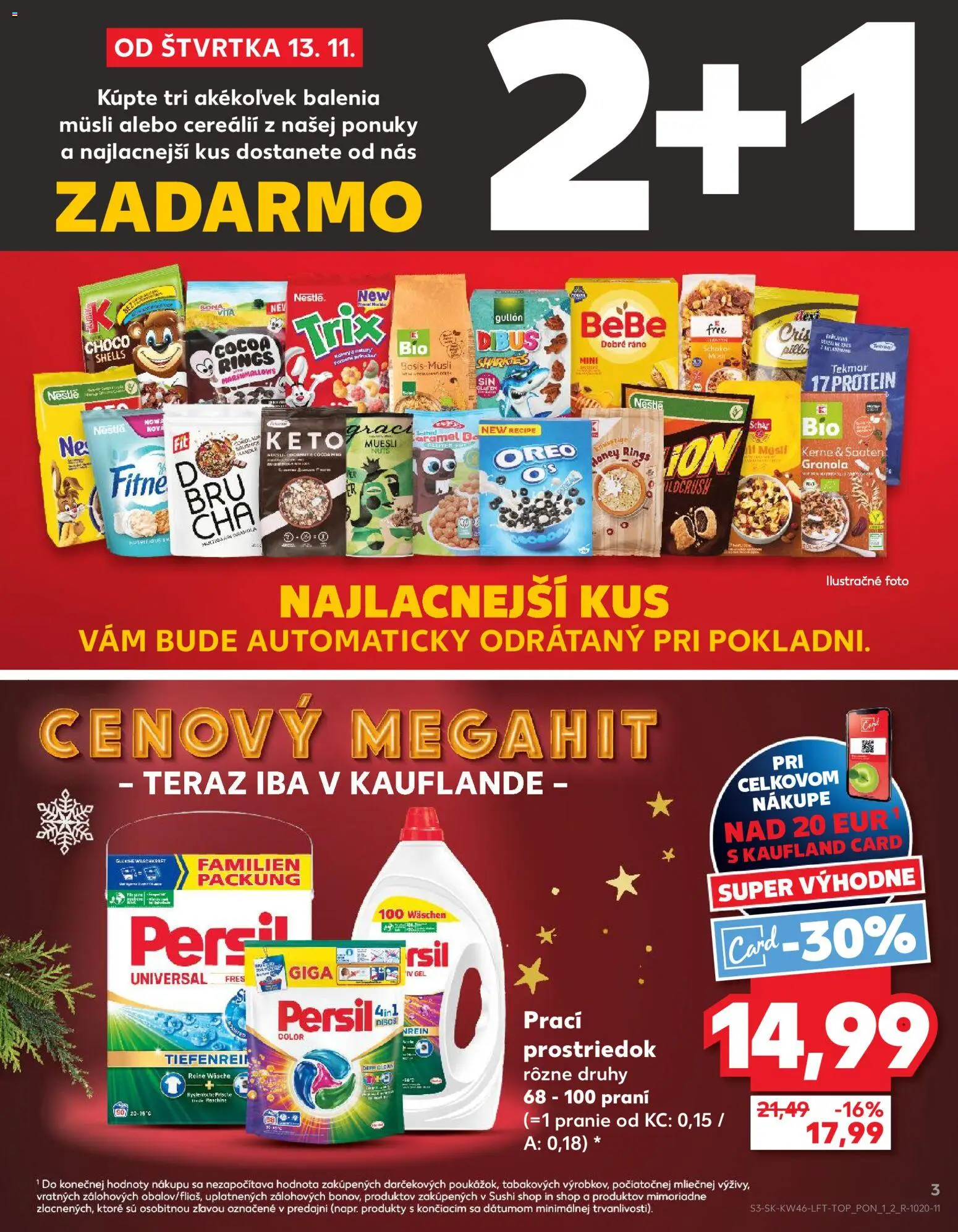 Kaufland SK akciós ujság - amely érvényes a következő dátumtól: 13.11.2025 | Oldal: 3 | Termékek: Persil, Sushi, Protein
